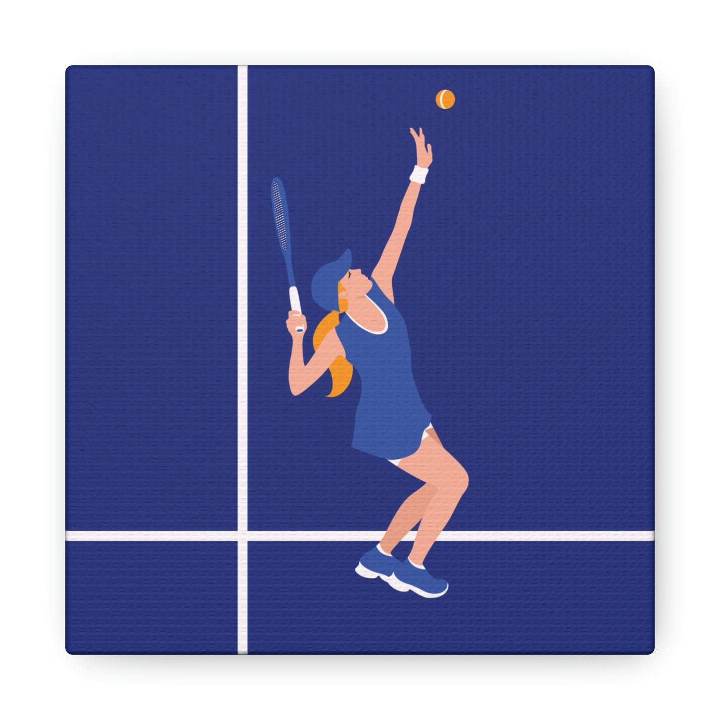 Tennis Player Blue Art Sports Team Classic Art Canvas Gallery Wraps