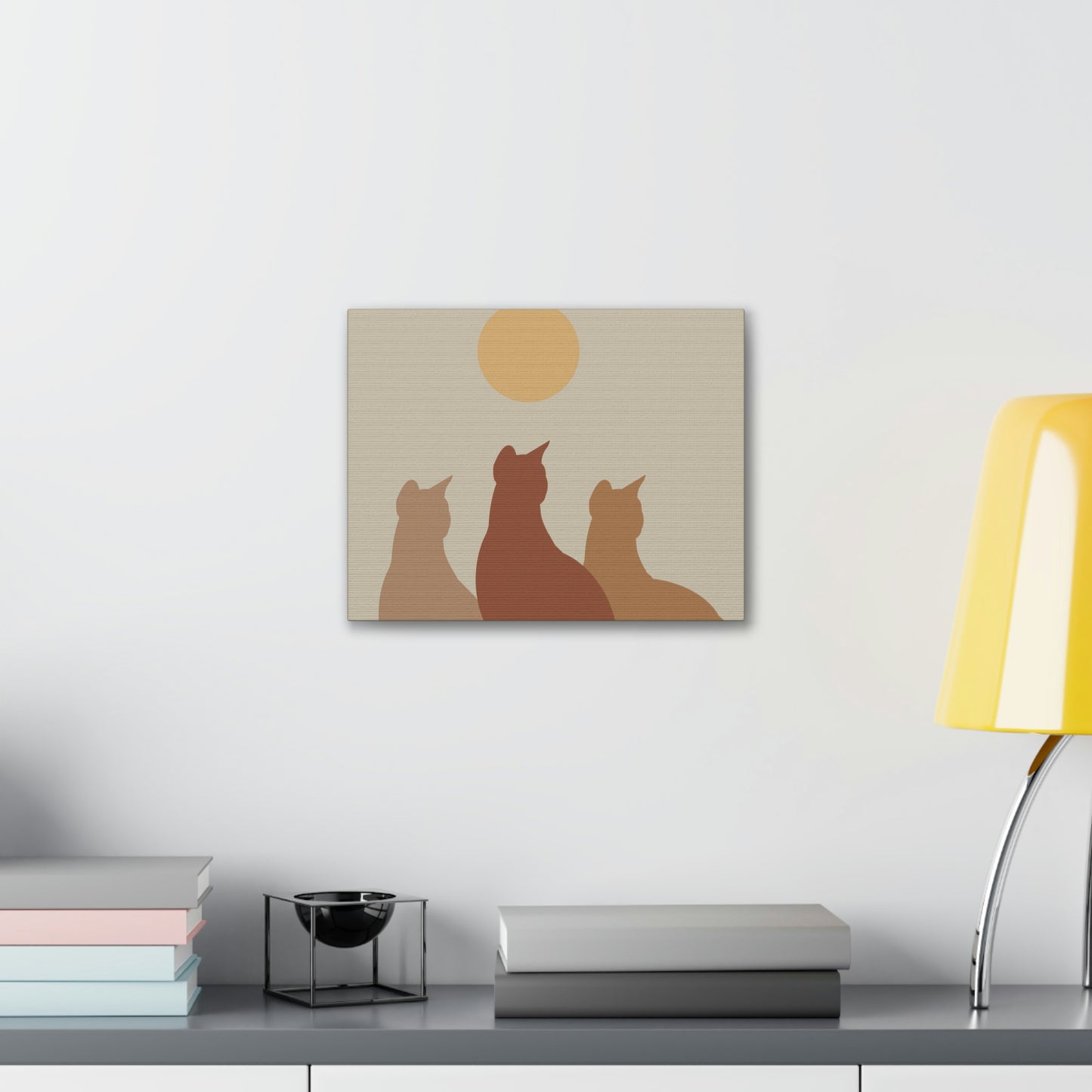 Abstract Boho Cats Relaxed Aesthetic Beige Minimalist Classic Art Canvas Gallery Wraps