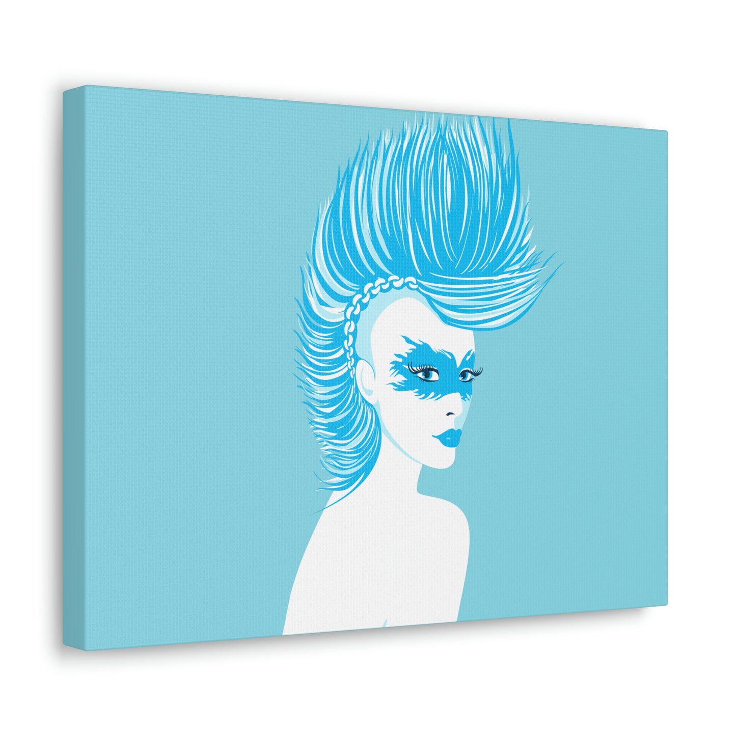 Blue Punk Woman Art Unique Edgy Graphic Aesthetic Classic Art Canvas Gallery Wraps