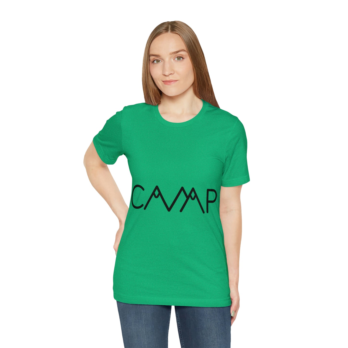 Camping Typography Minimal Art Unisex Jersey Short Sleeve T-Shirt