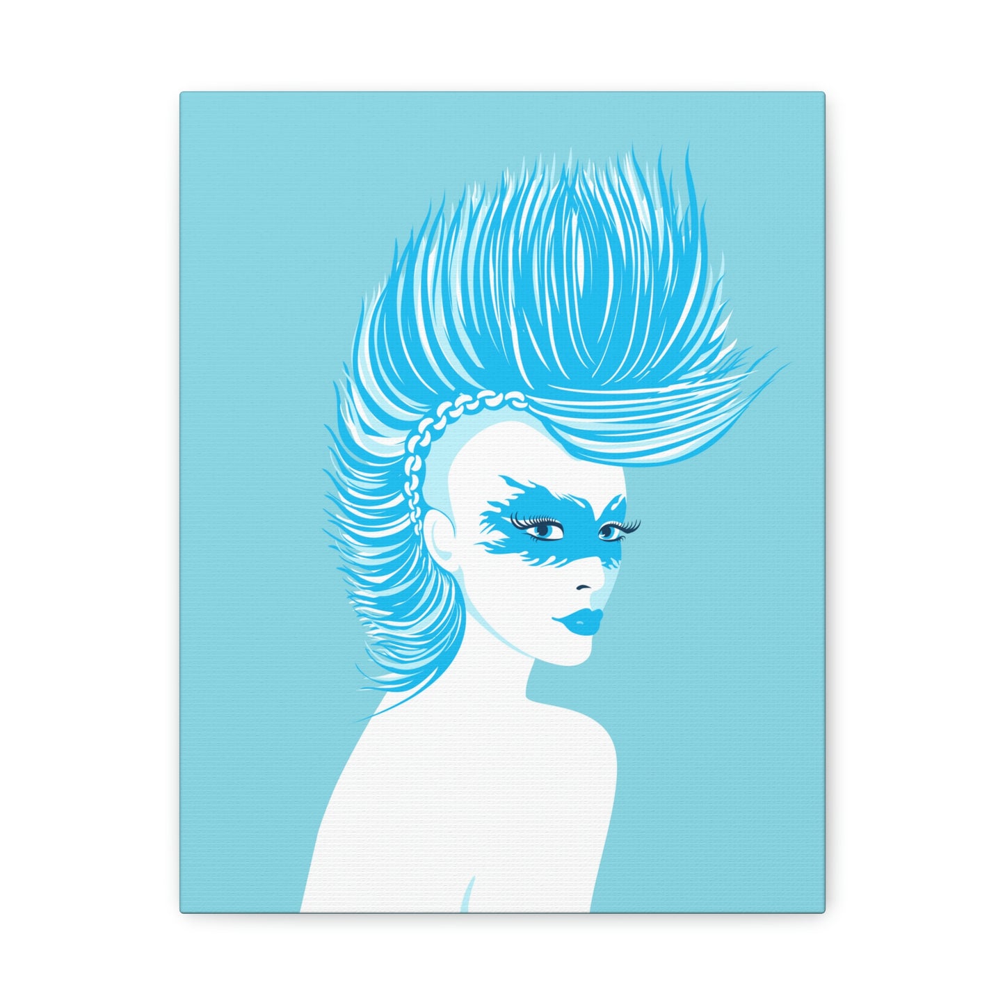 Blue Punk Woman Art Unique Edgy Graphic Aesthetic Classic Art Canvas Gallery Wraps