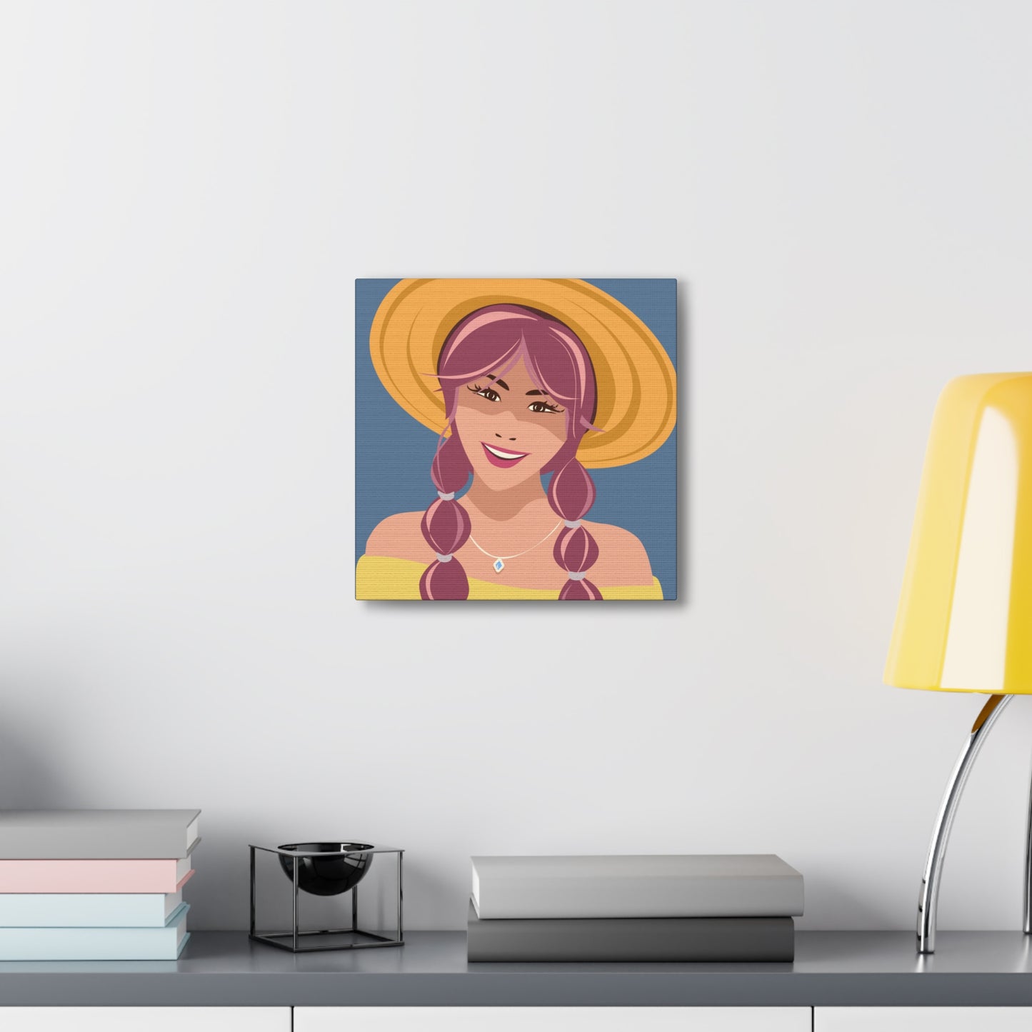 Happy Woman with Rose Hair Aesthetic Art Canvas Gallery Wraps