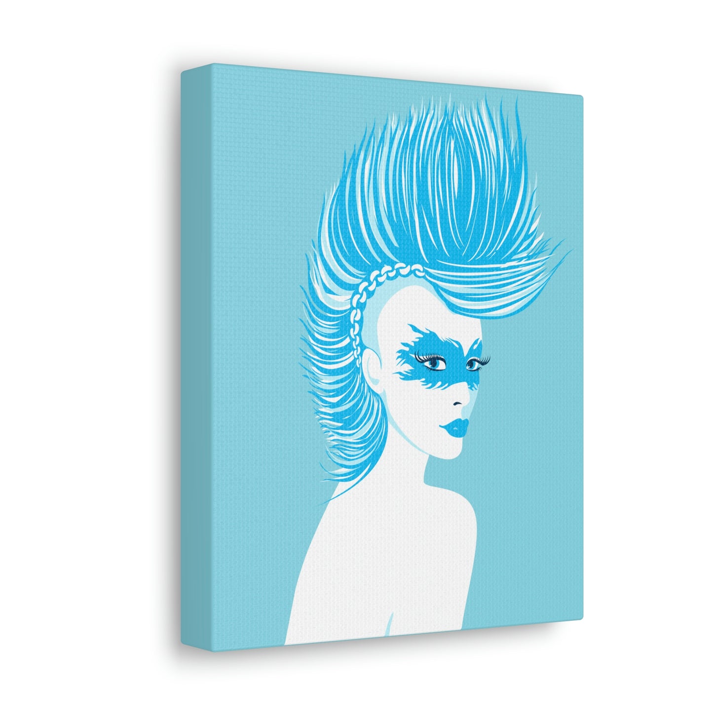 Blue Punk Woman Art Unique Edgy Graphic Aesthetic Classic Art Canvas Gallery Wraps