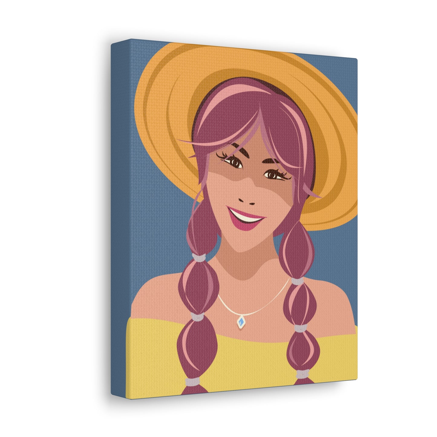 Happy Woman with Rose Hair Aesthetic Art Canvas Gallery Wraps