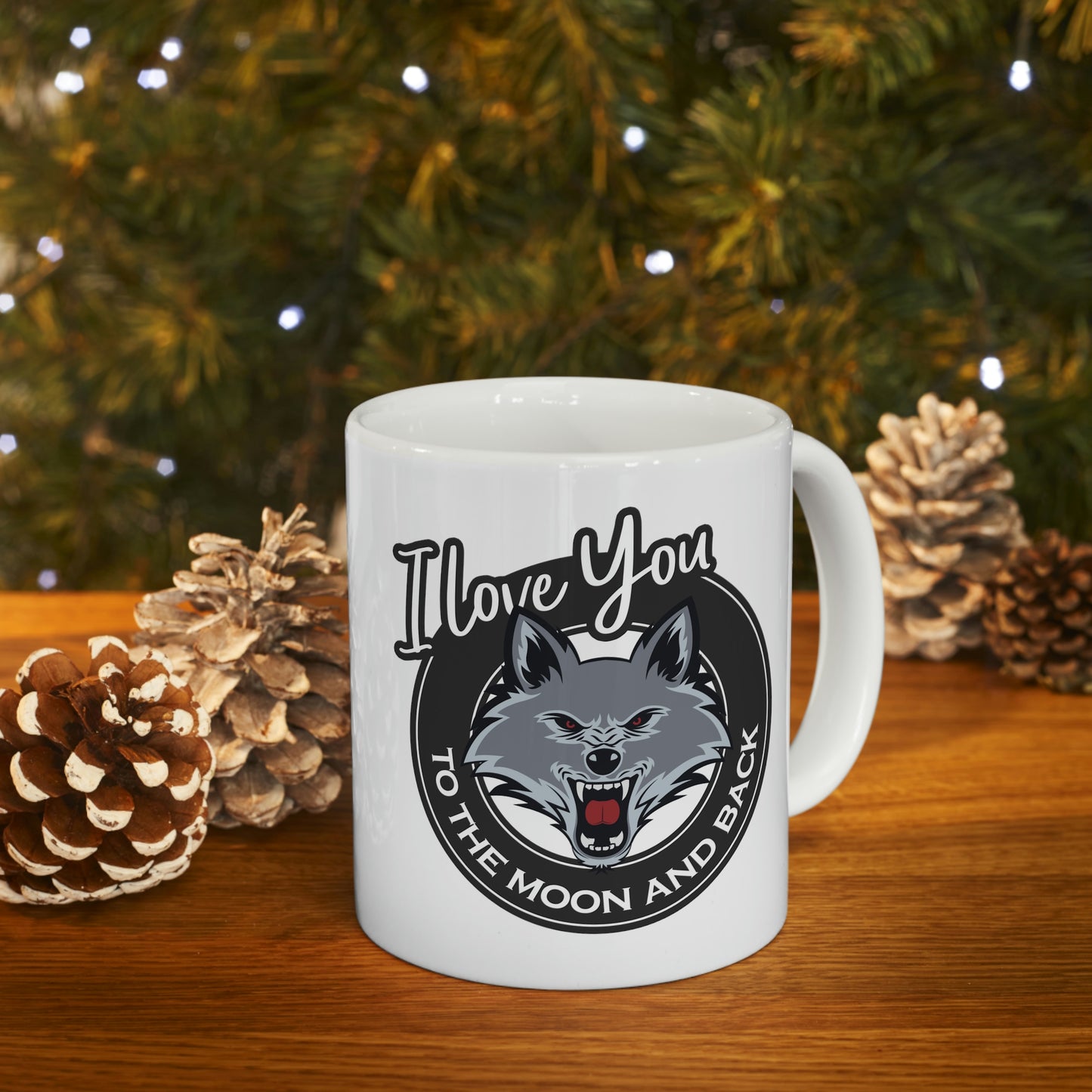 Love You To The Moon And Back Classic Wolf Stars Ceramic Mug 11oz