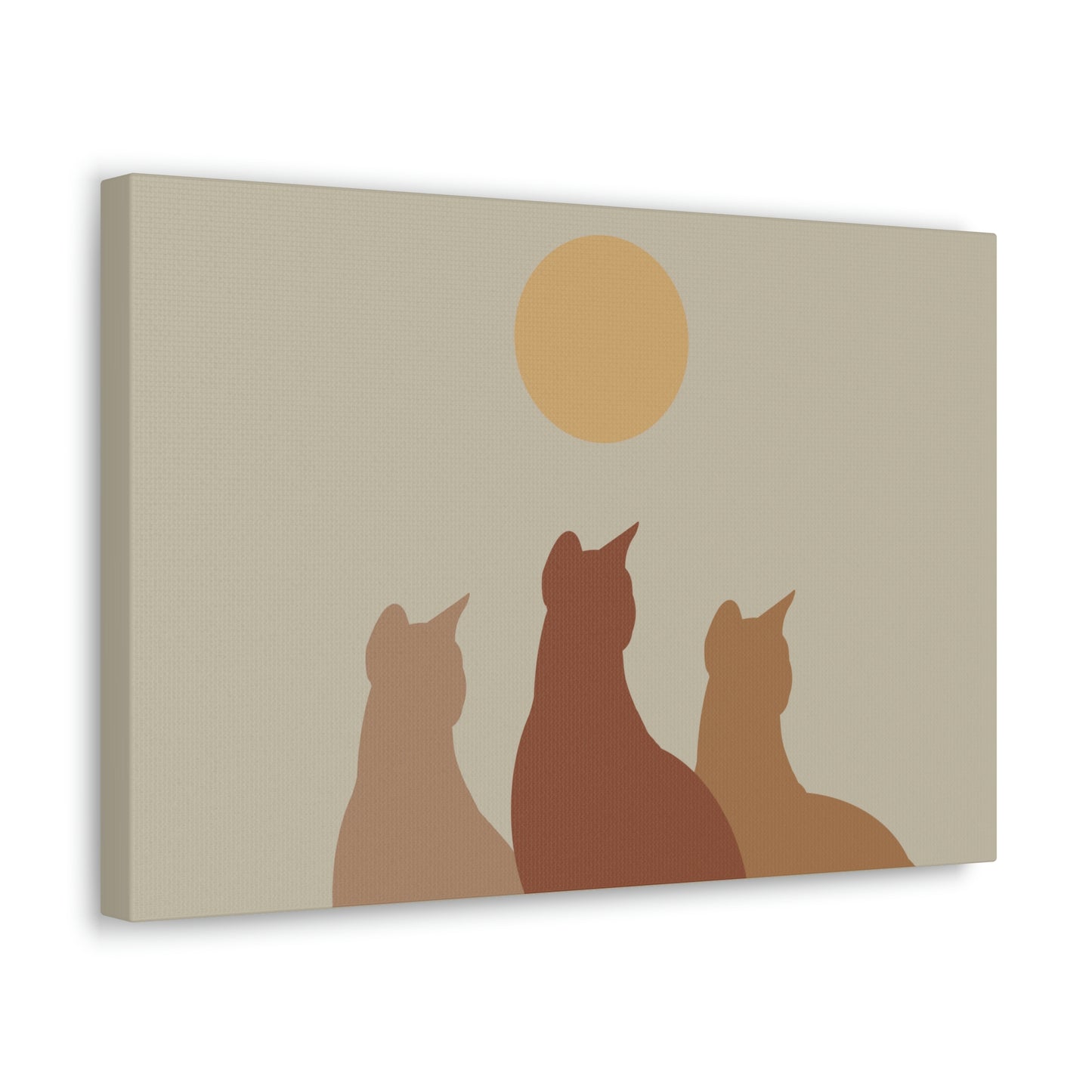 Abstract Boho Cats Relaxed Aesthetic Beige Minimalist Classic Art Canvas Gallery Wraps