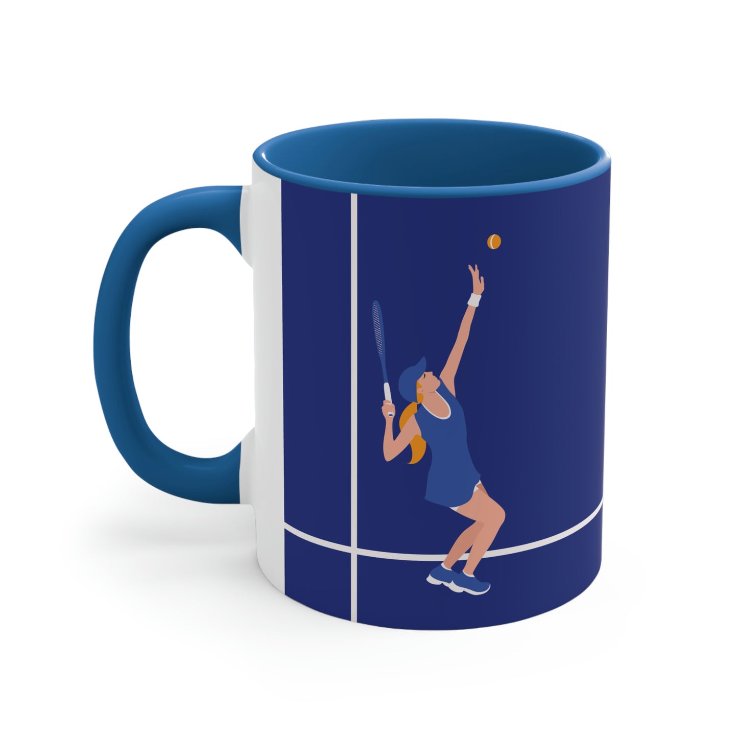 Tennis Player Blue Art Sports Team Accent Coffee Mug 11oz