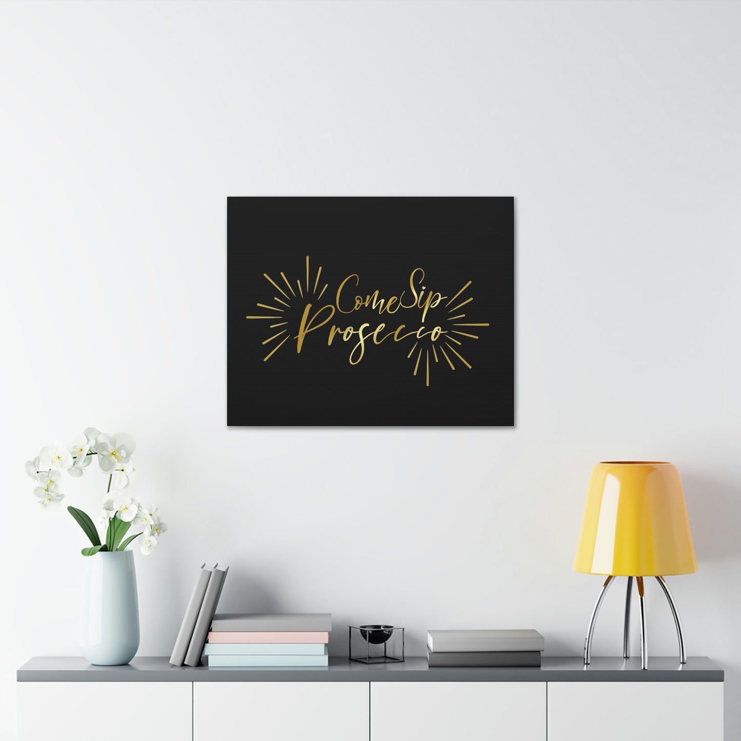 Come Sip Prosecco Party Wine Aesthetic Classic Art Canvas Gallery Wraps