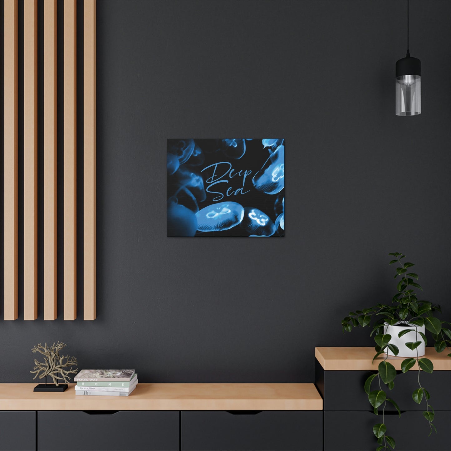 Deep Sea Jellyfish Silhouette Eco Friendly Life Sign Aesthetic Classic Art Canvas Gallery Wraps