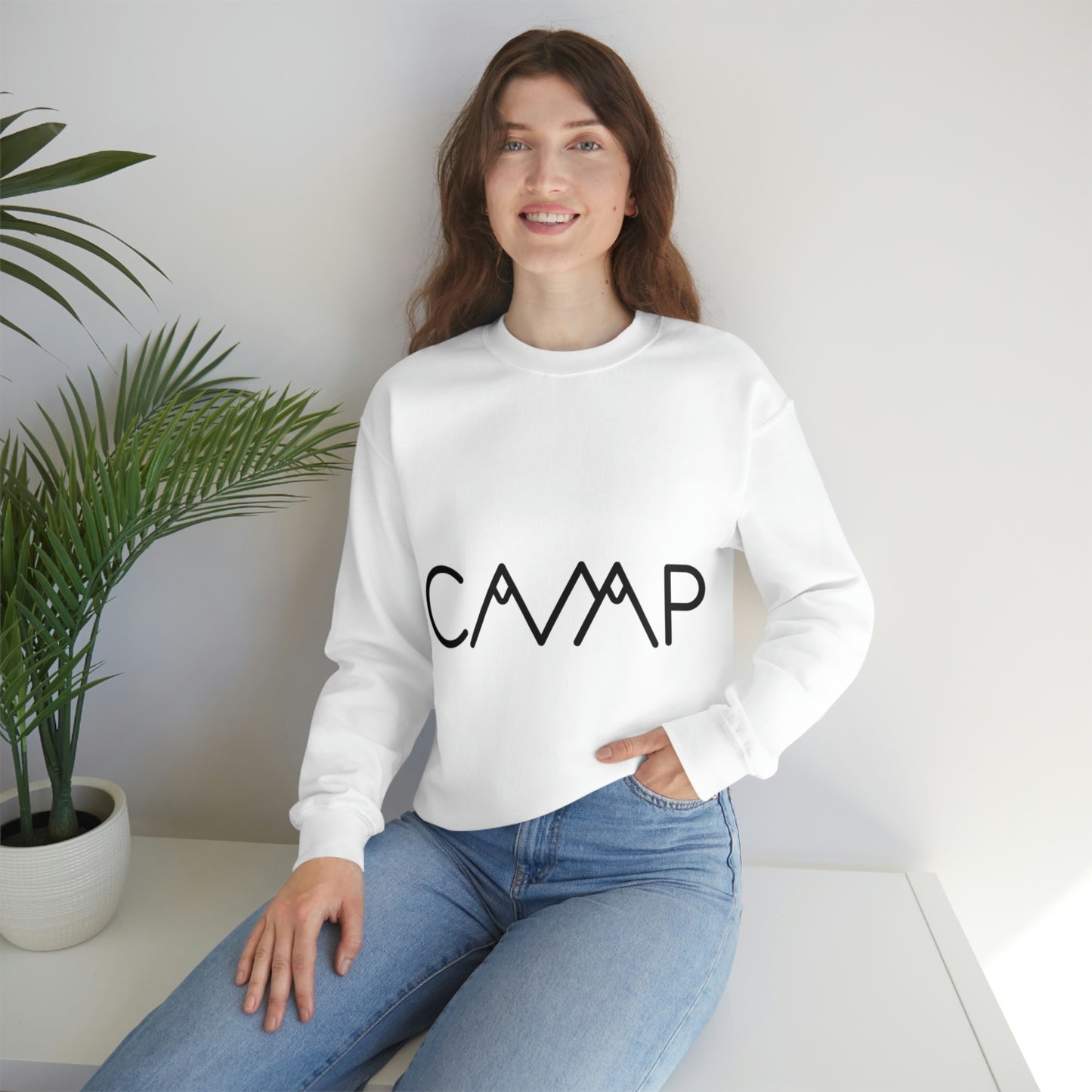 Camping Typography Minimal Art Unisex Heavy Blend™ Crewneck Sweatshirt