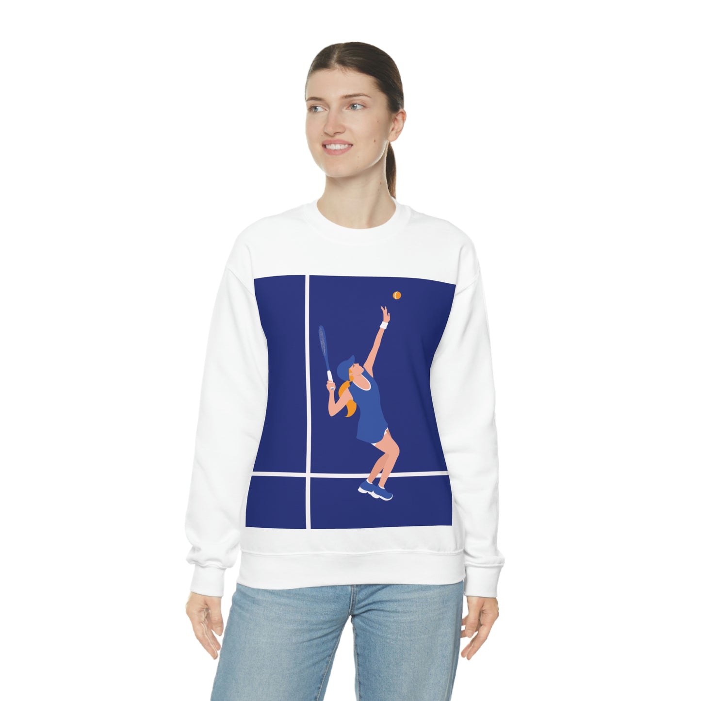 Tennis Player Blue Art Sports Team Unisex Heavy Blend™ Crewneck Sweatshirt