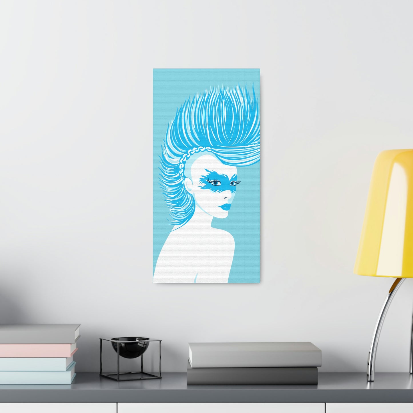 Blue Punk Woman Art Unique Edgy Graphic Aesthetic Classic Art Canvas Gallery Wraps