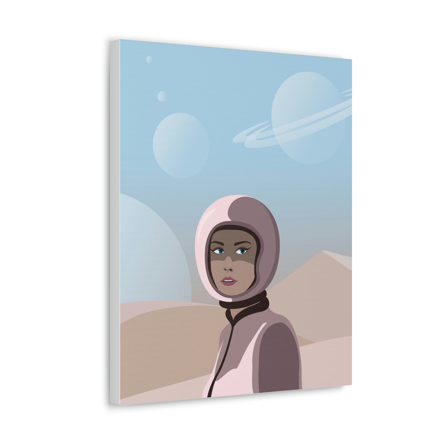 Astronaut Woman Aliens Minimal Aesthetic Classic Art Canvas Gallery Wraps