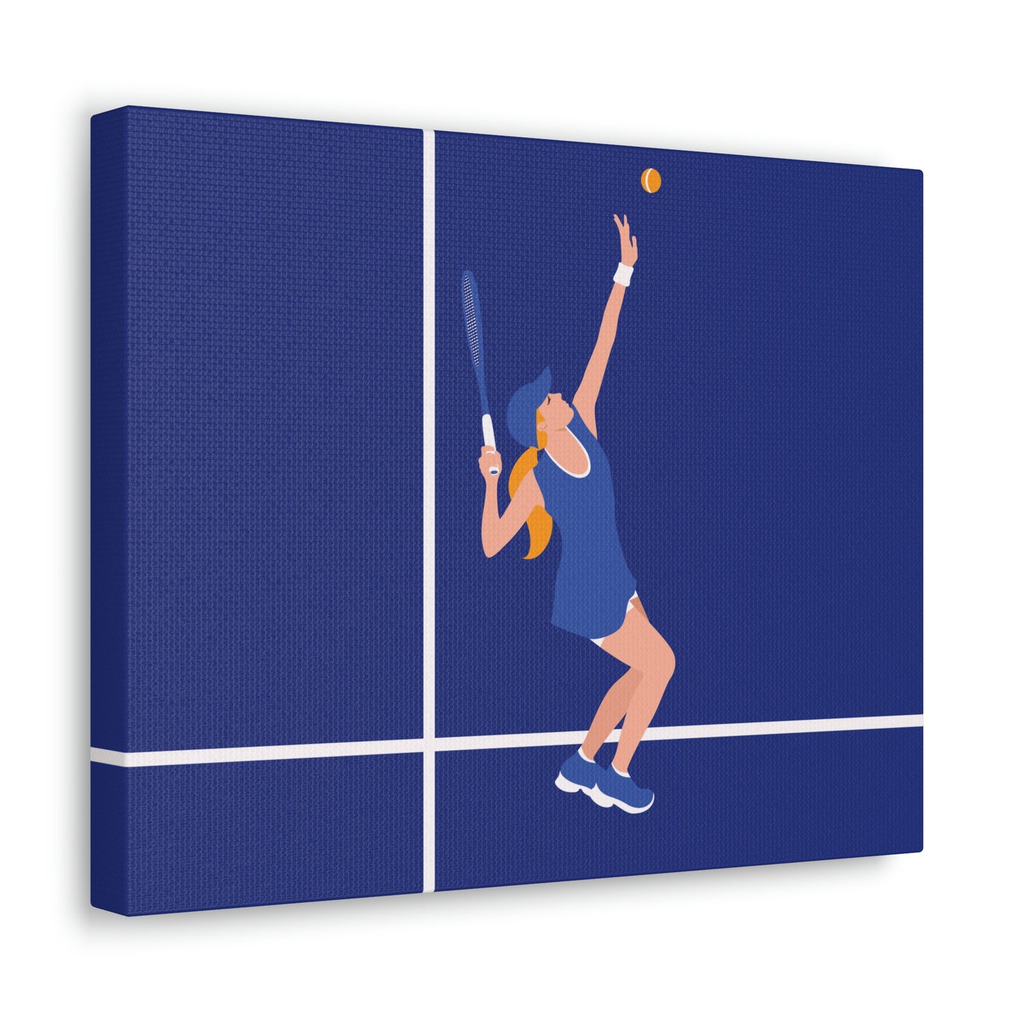 Tennis Player Blue Art Sports Team Classic Art Canvas Gallery Wraps