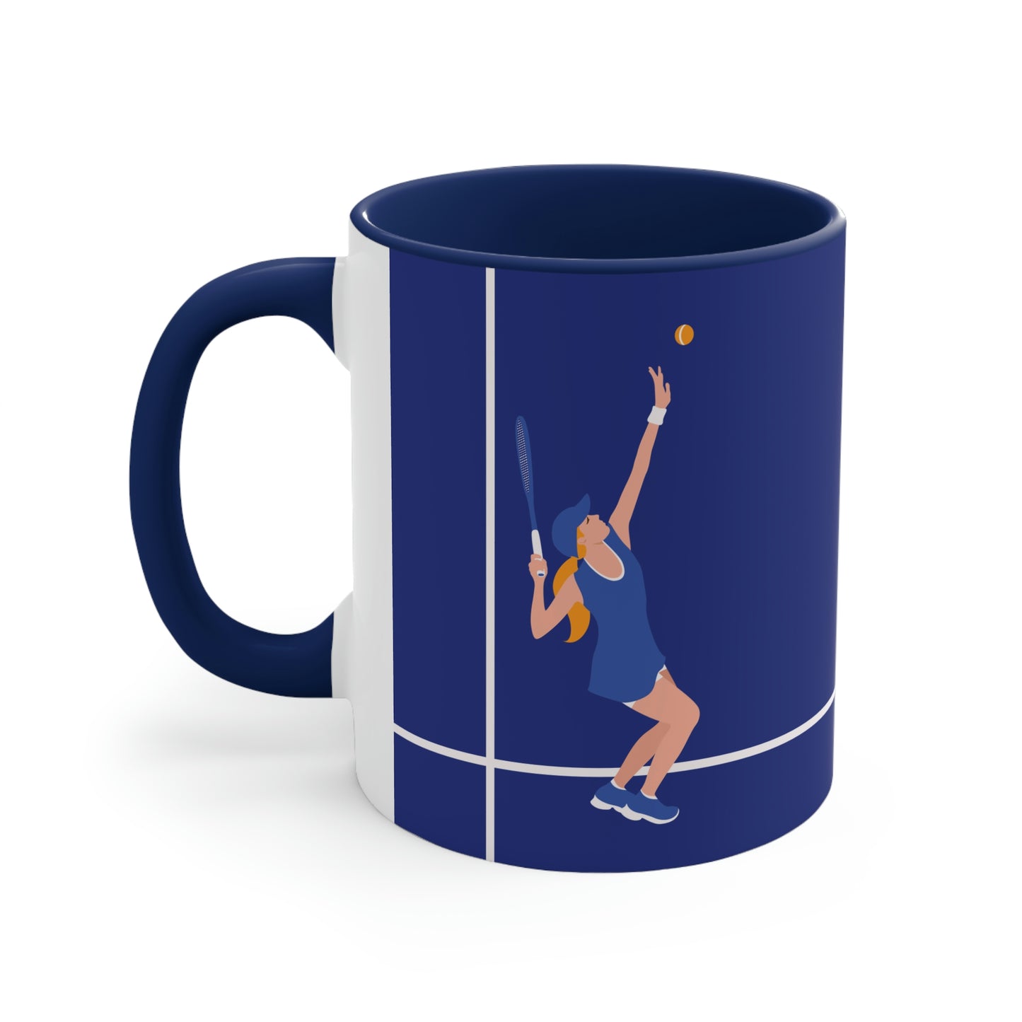 Tennis Player Blue Art Sports Team Accent Coffee Mug 11oz