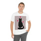 Black Cat with Heart Love Unisex Jersey Short Sleeve T-Shirt