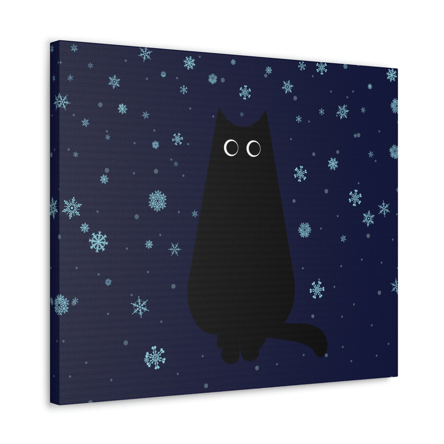 Black Cat Winter Snowflake Anime Art Classic Art Canvas Gallery Wraps