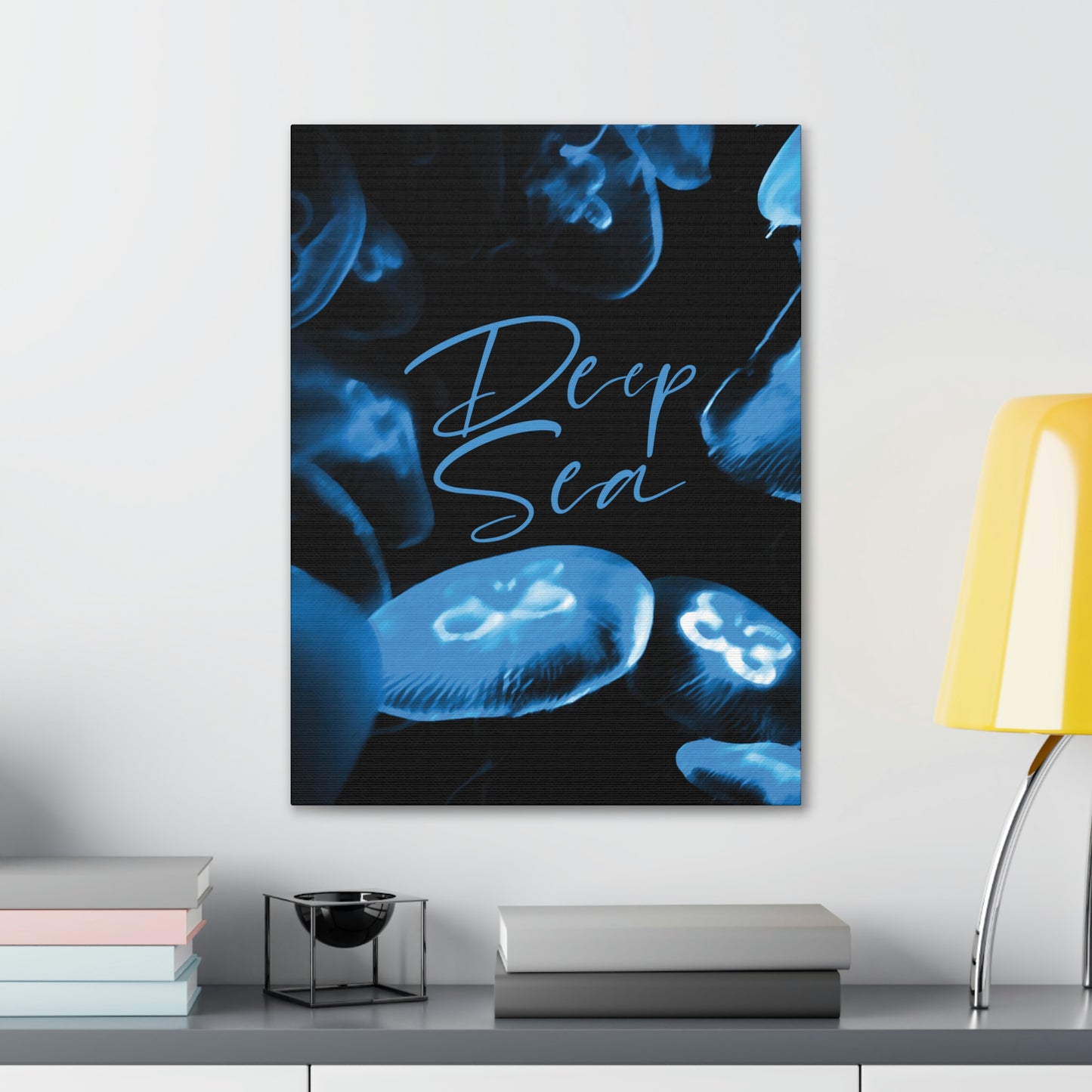 Deep Sea Jellyfish Silhouette Eco Friendly Life Sign Aesthetic Classic Art Canvas Gallery Wraps