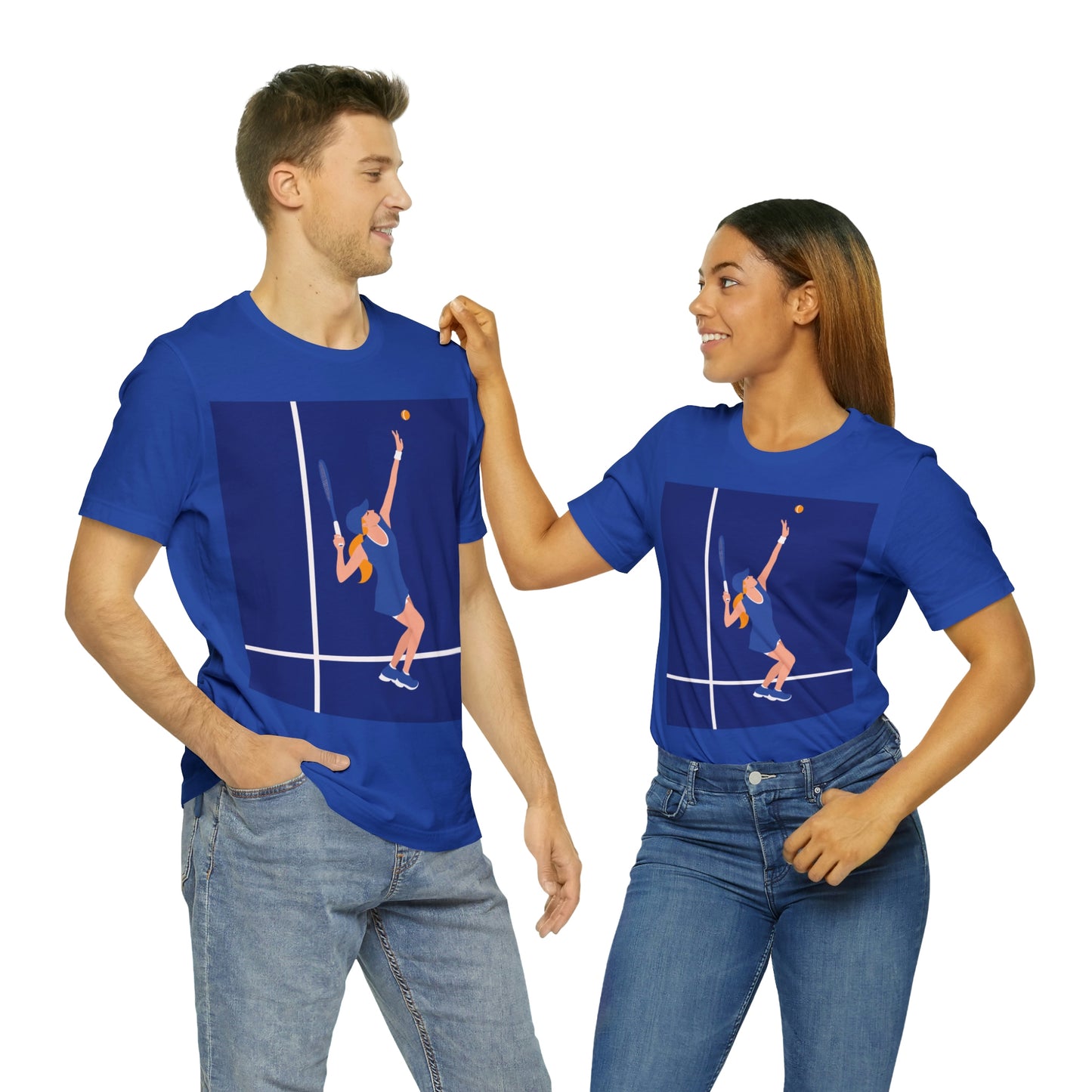 Tennis Player Blue Art Sports Team Unisex Jersey Short Sleeve T-Shirt