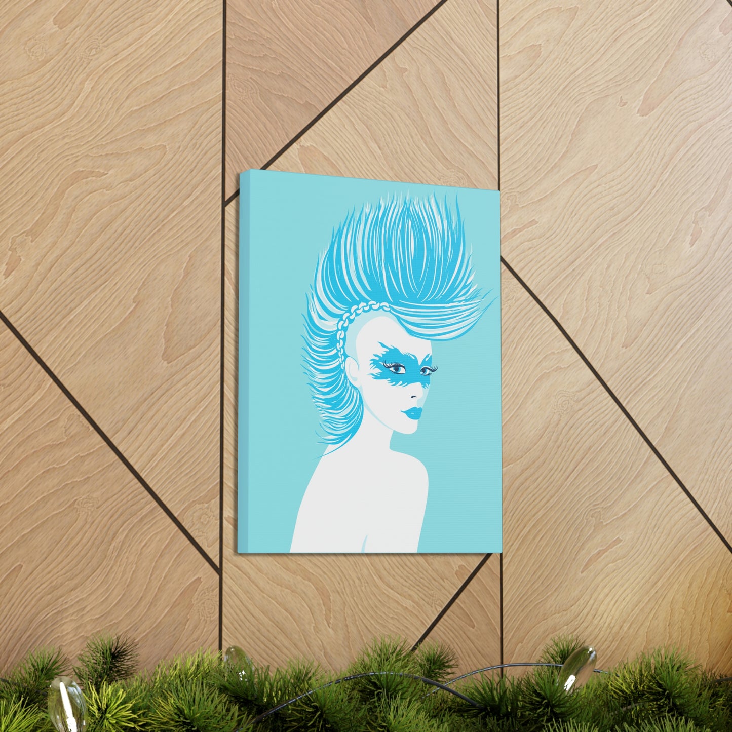 Blue Punk Woman Art Unique Edgy Graphic Aesthetic Classic Art Canvas Gallery Wraps