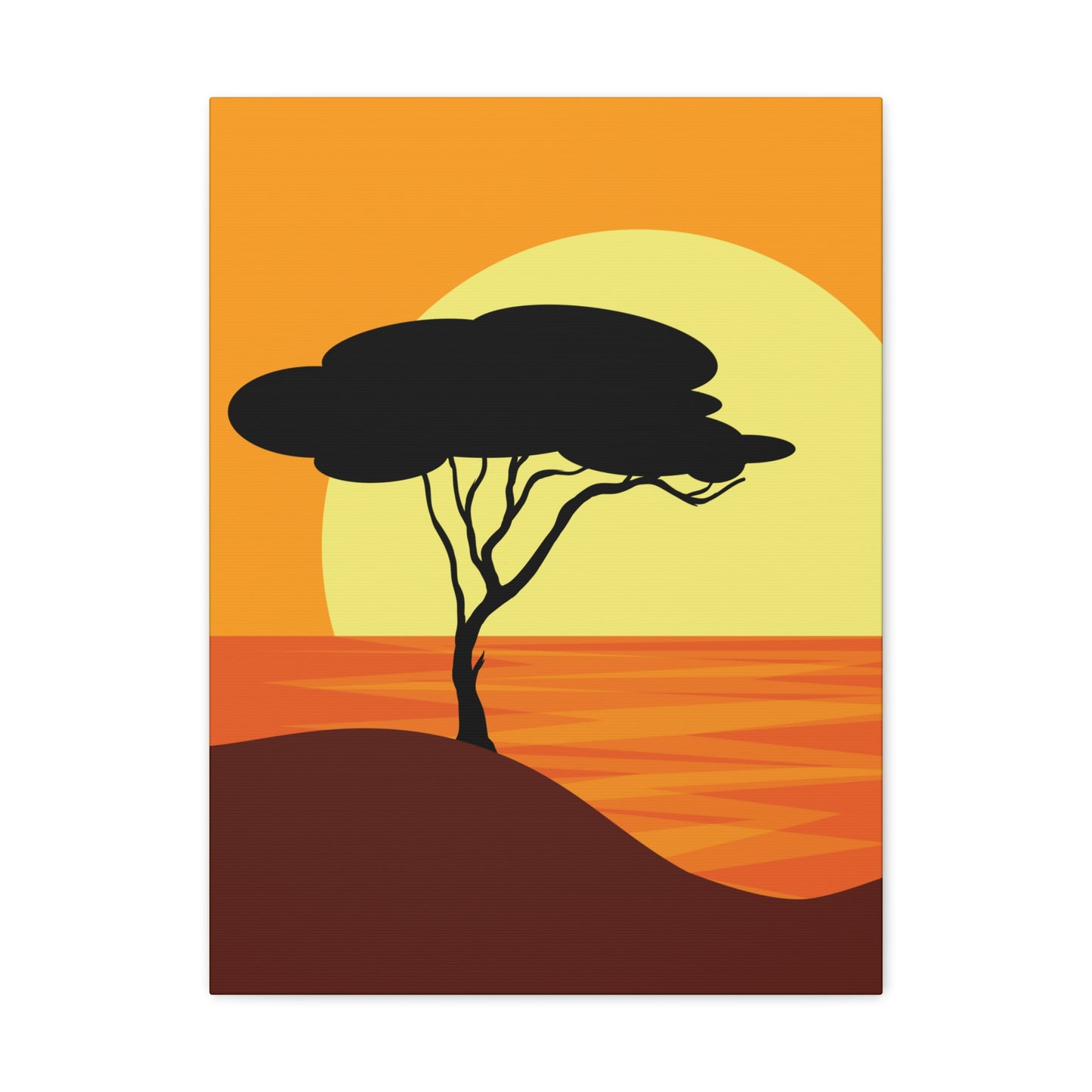 Africa Savanna Sunset Minimal Landscape View Aesthetic Classic Art Canvas Gallery Wraps