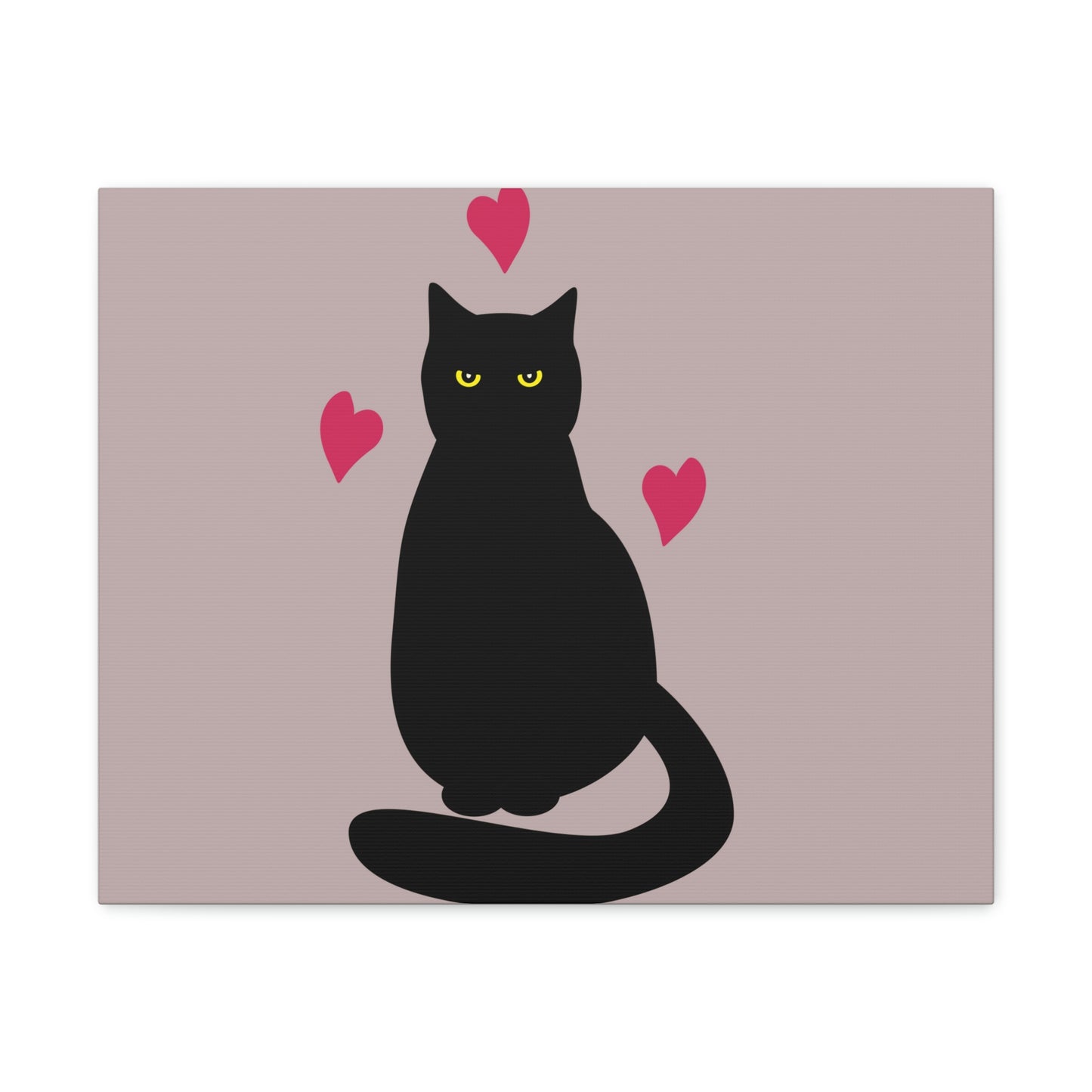 Black Cat with Heart Love Aesthetic Classic Art Canvas Gallery Wraps