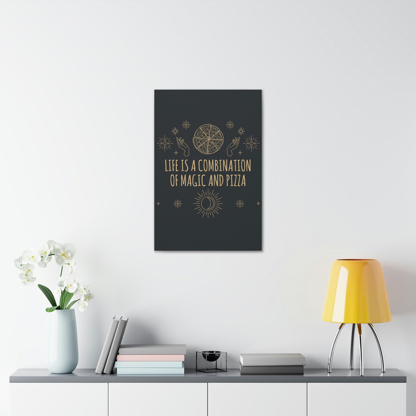 Life Is A Combination Of Magic And Pizza Love Funny Quotes Aesthetic Classic Art Canvas Gallery Wraps