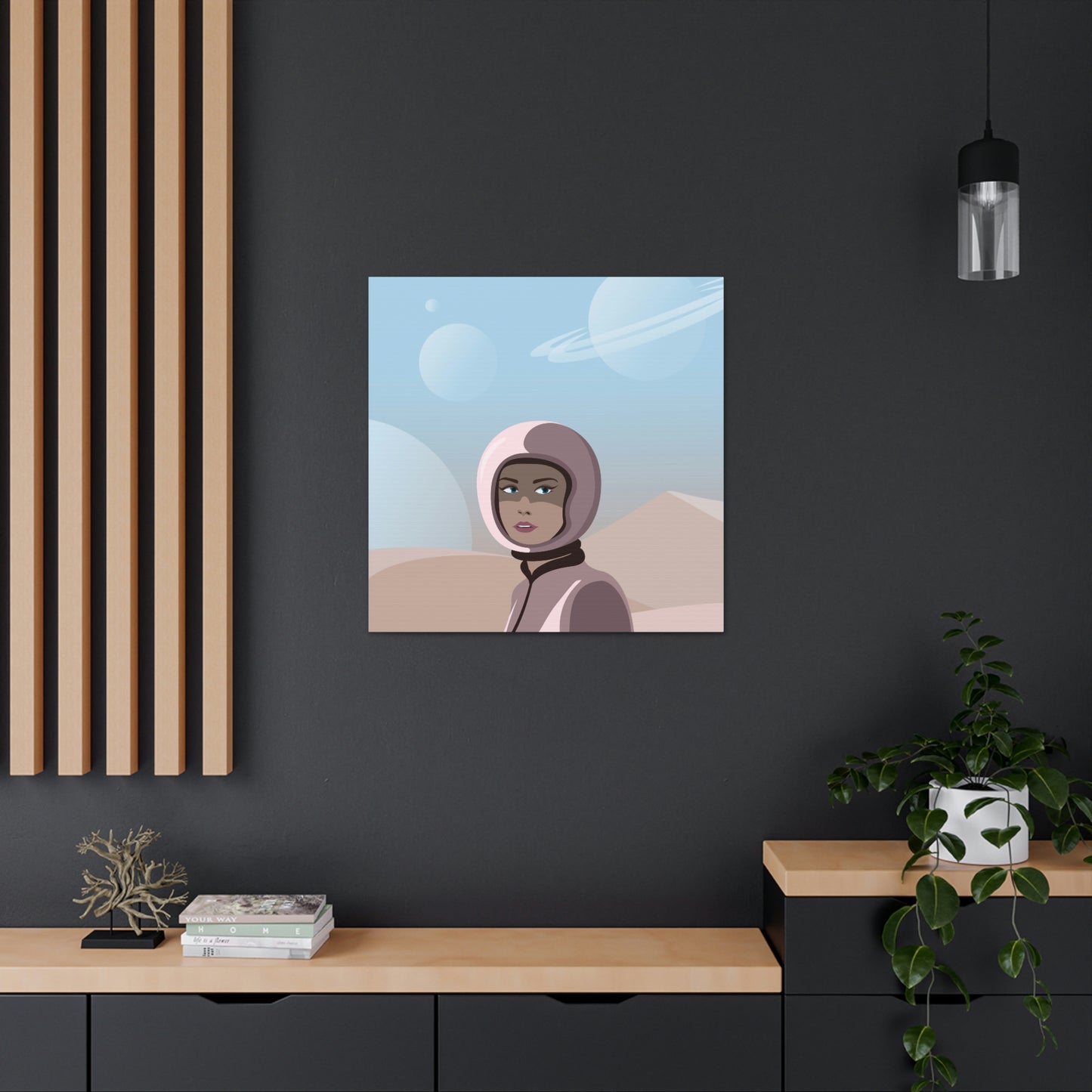 Astronaut Woman Aliens Minimal Aesthetic Classic Art Canvas Gallery Wraps