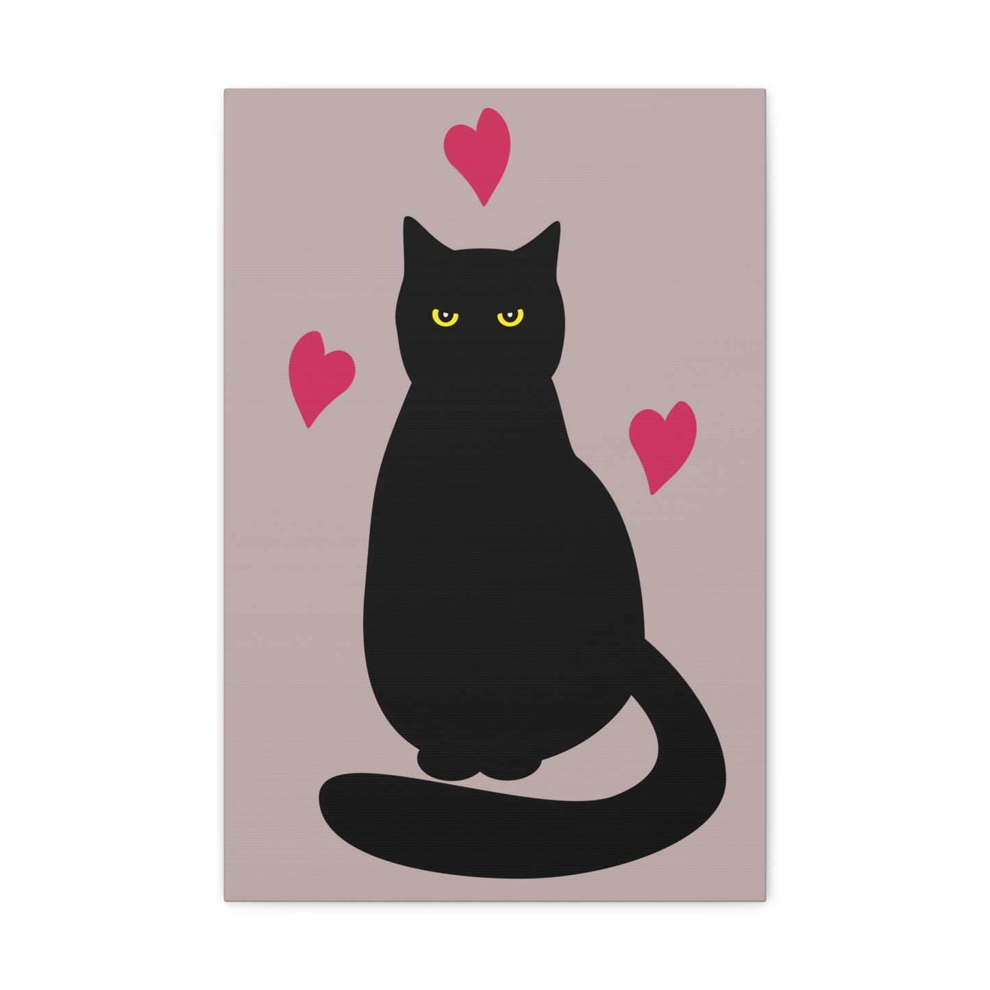 Black Cat with Heart Love Aesthetic Classic Art Canvas Gallery Wraps