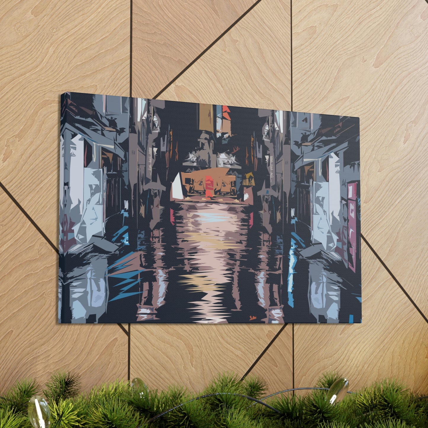 City Night Modern Abstract Classic Art Canvas Gallery Wraps