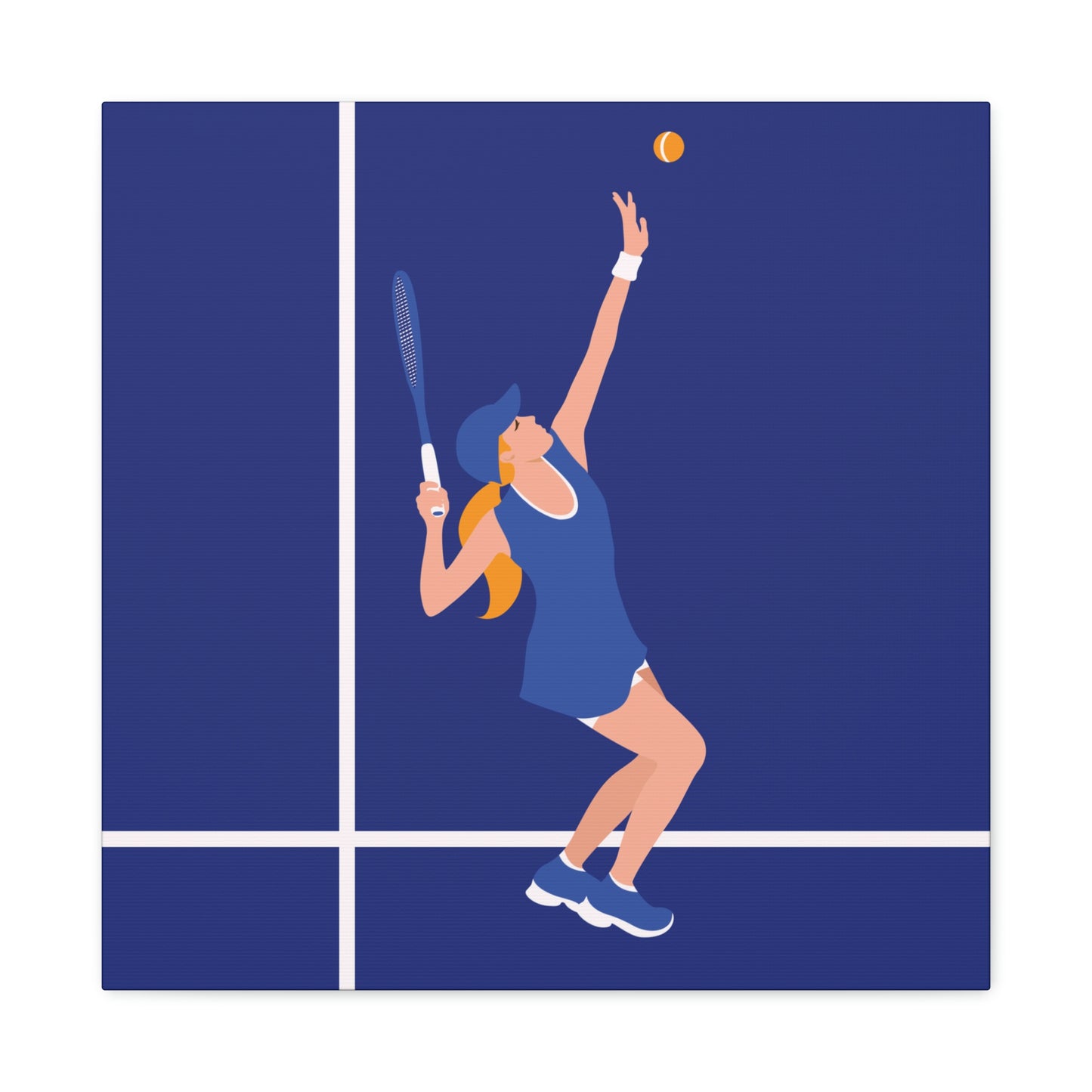 Tennis Player Blue Art Sports Team Classic Art Canvas Gallery Wraps