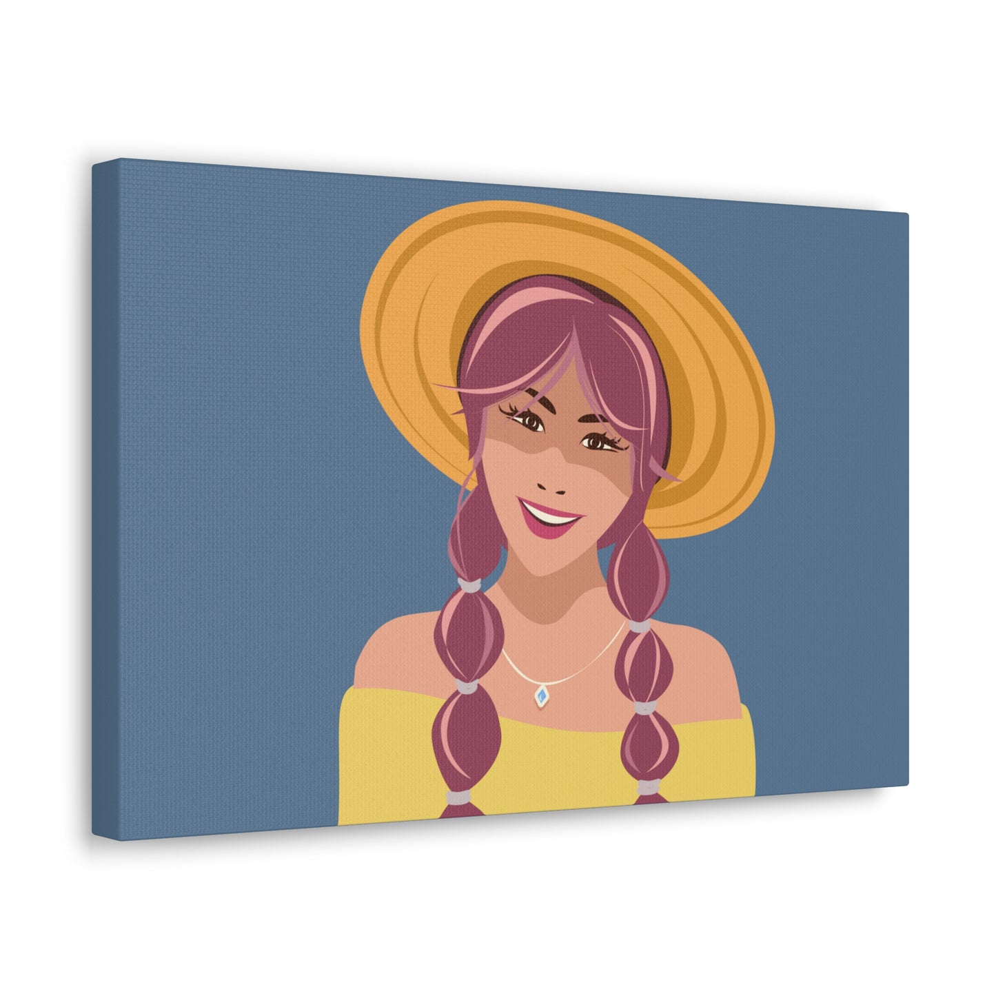 Happy Woman with Rose Hair Aesthetic Art Canvas Gallery Wraps