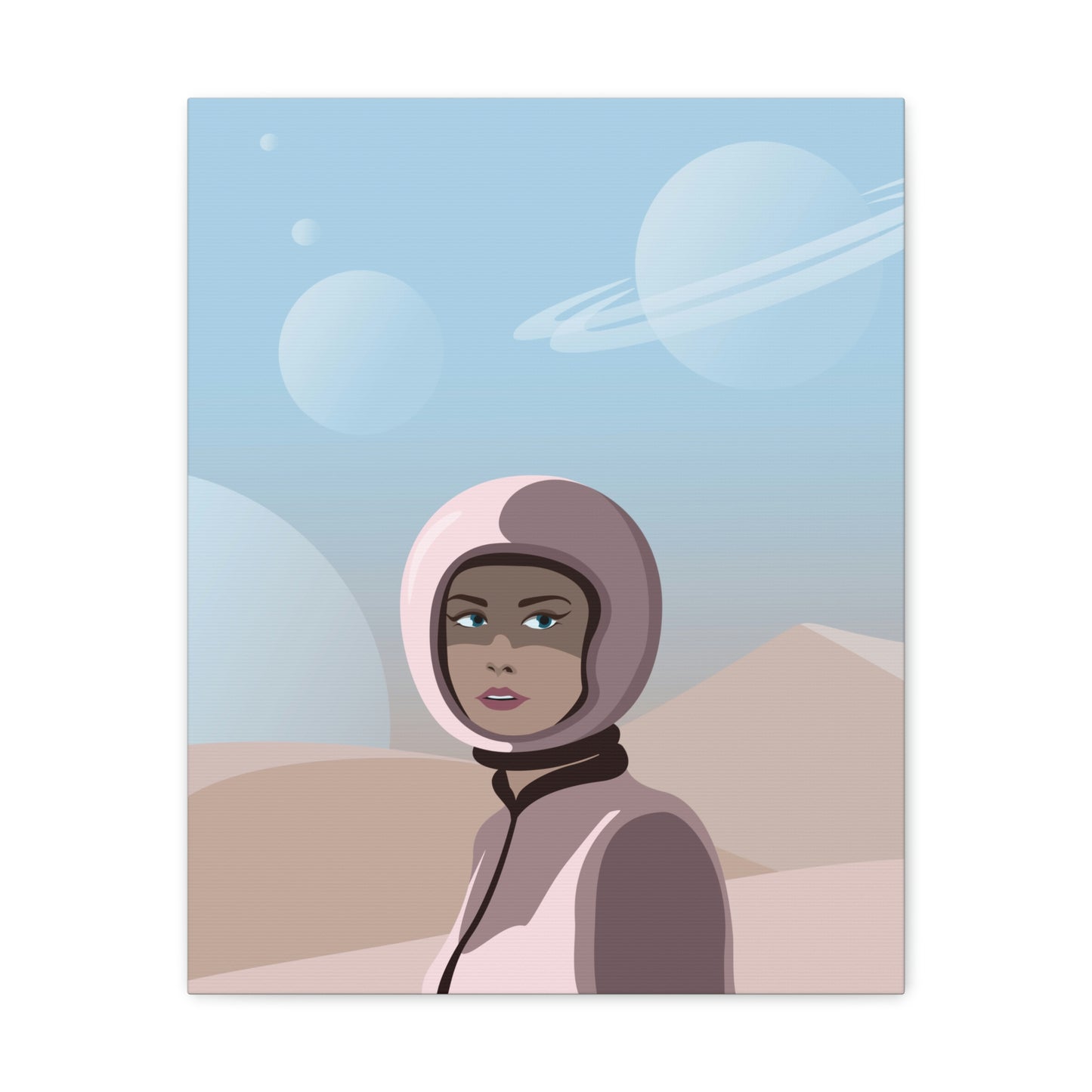 Astronaut Woman Aliens Minimal Aesthetic Classic Art Canvas Gallery Wraps