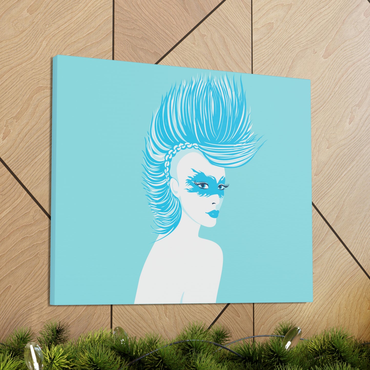 Blue Punk Woman Art Unique Edgy Graphic Aesthetic Classic Art Canvas Gallery Wraps