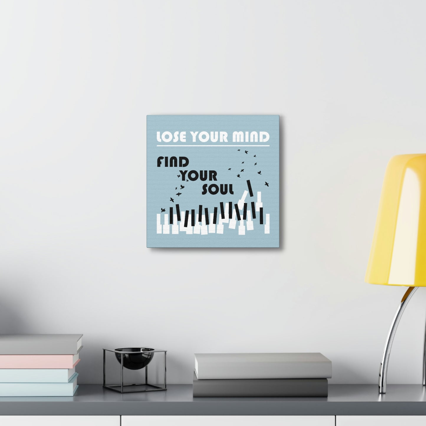 Lose Your Mind Find your Soul Flying birds Piano Keys Music Aesthetic Classic Art Canvas Gallery Wraps