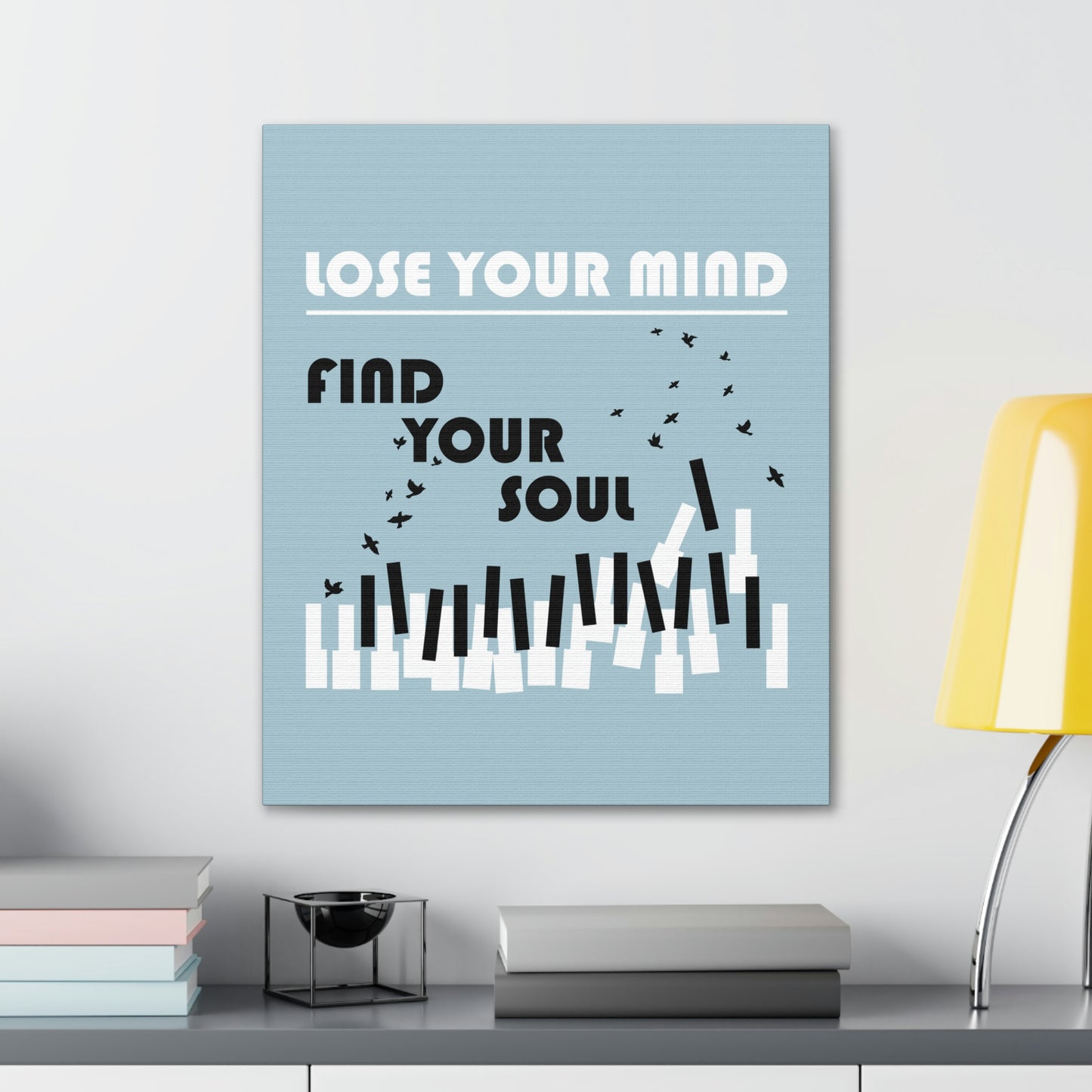 Lose Your Mind Find your Soul Flying birds Piano Keys Music Aesthetic Classic Art Canvas Gallery Wraps