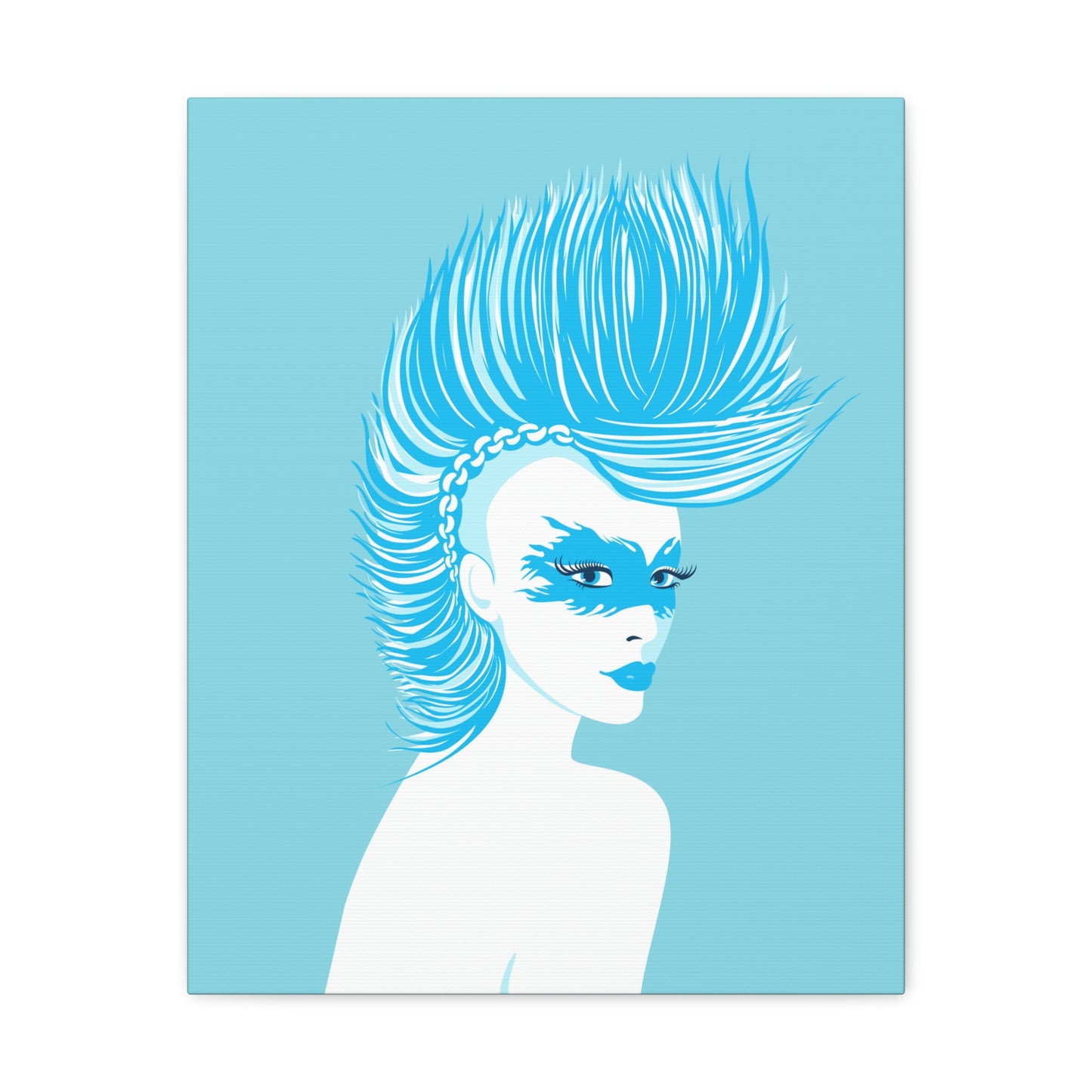 Blue Punk Woman Art Unique Edgy Graphic Aesthetic Classic Art Canvas Gallery Wraps