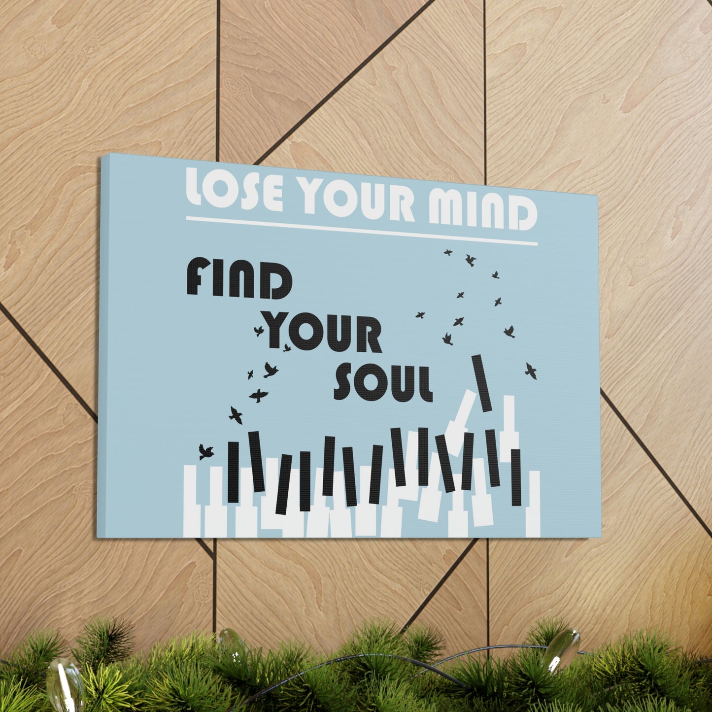 Lose Your Mind Find your Soul Flying birds Piano Keys Music Aesthetic Classic Art Canvas Gallery Wraps