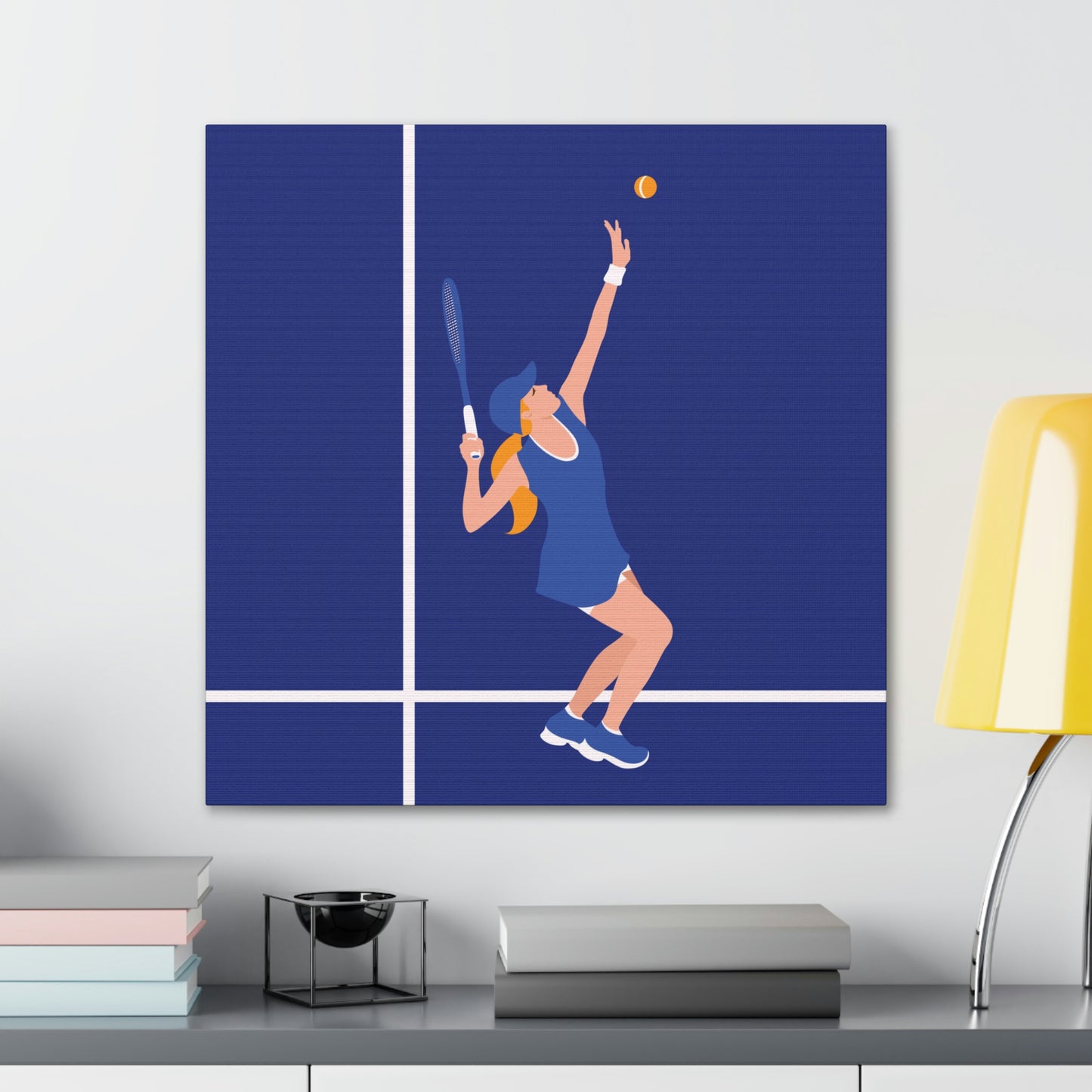 Tennis Player Blue Art Sports Team Classic Art Canvas Gallery Wraps