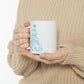 Love Christmas Happy Holidays Minimal Art Сalligraphy Blue Ceramic Mug 11oz