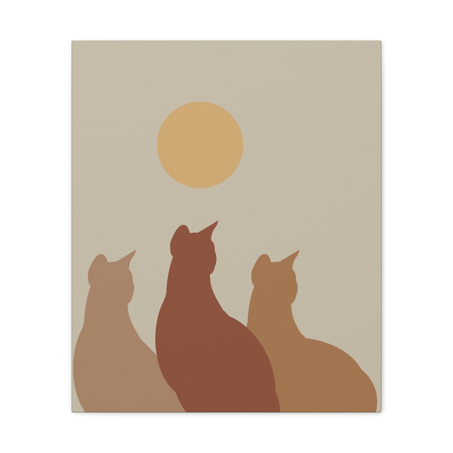 Abstract Boho Cats Relaxed Aesthetic Beige Minimalist Classic Art Canvas Gallery Wraps