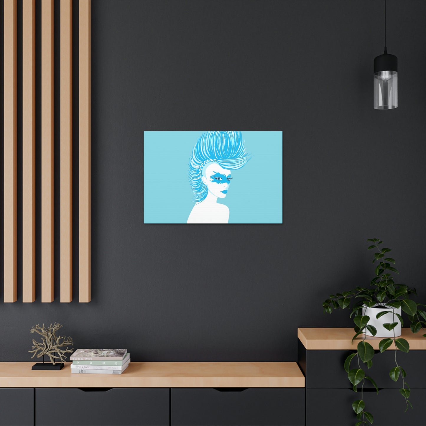 Blue Punk Woman Art Unique Edgy Graphic Aesthetic Classic Art Canvas Gallery Wraps