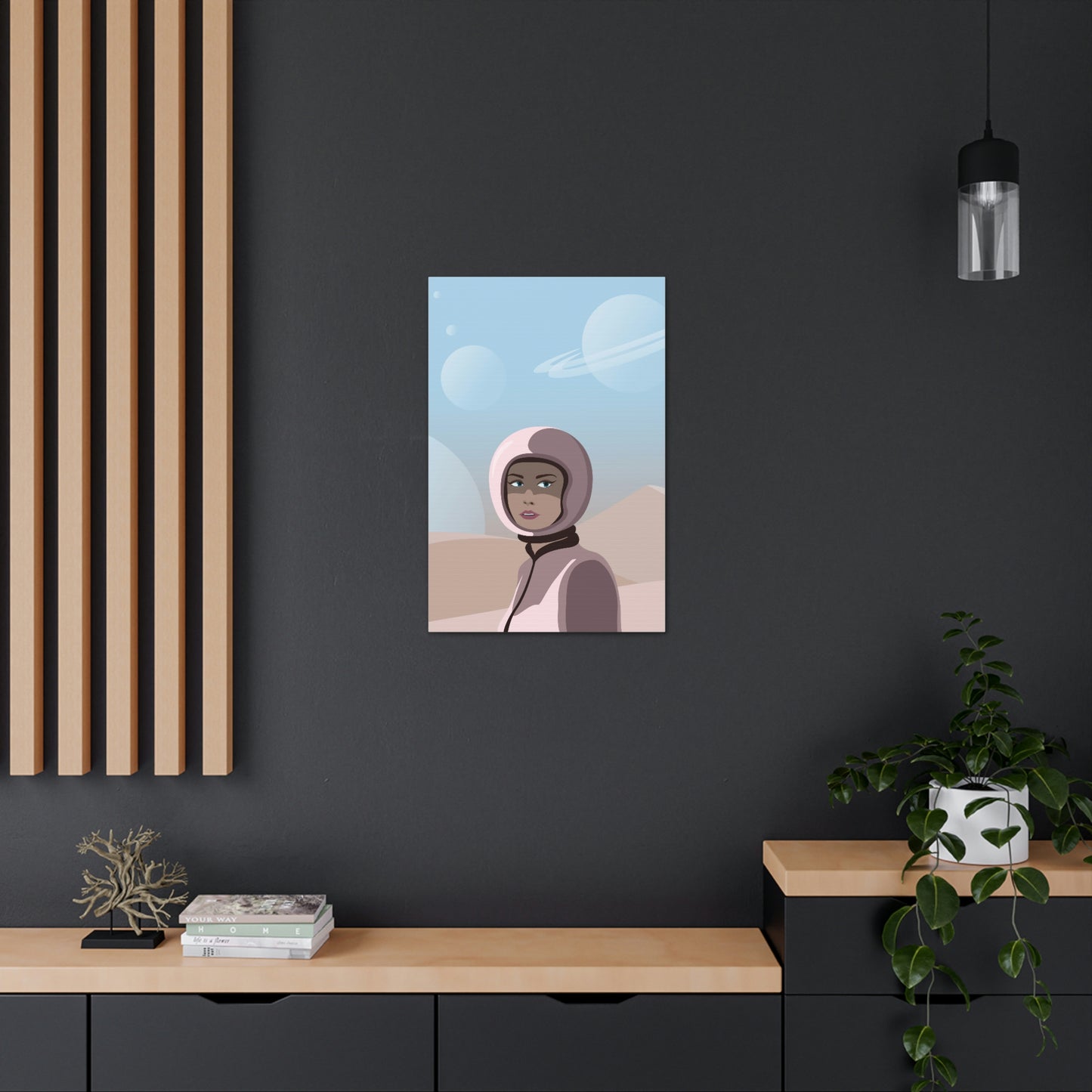 Astronaut Woman Aliens Minimal Aesthetic Classic Art Canvas Gallery Wraps