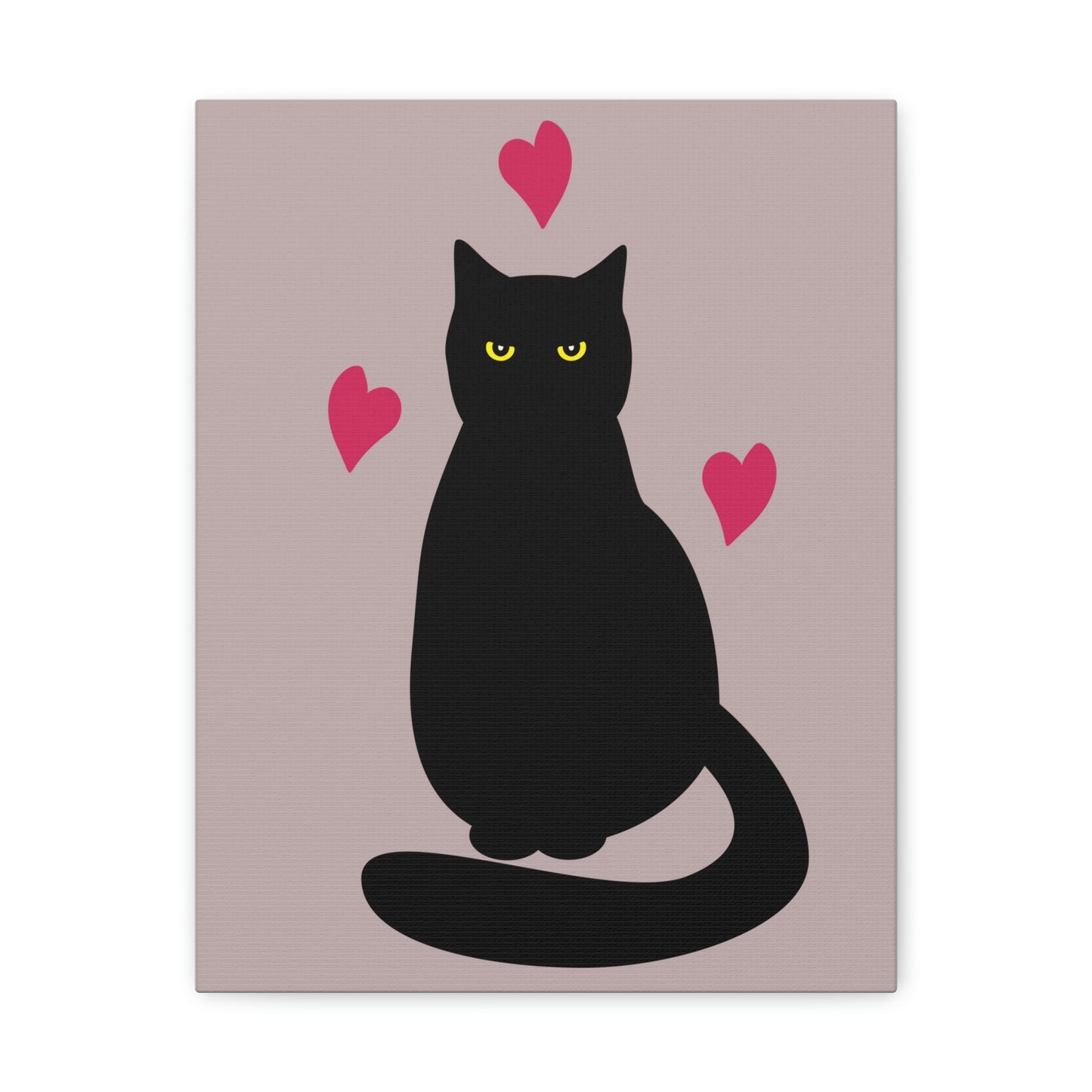 Black Cat with Heart Love Aesthetic Classic Art Canvas Gallery Wraps