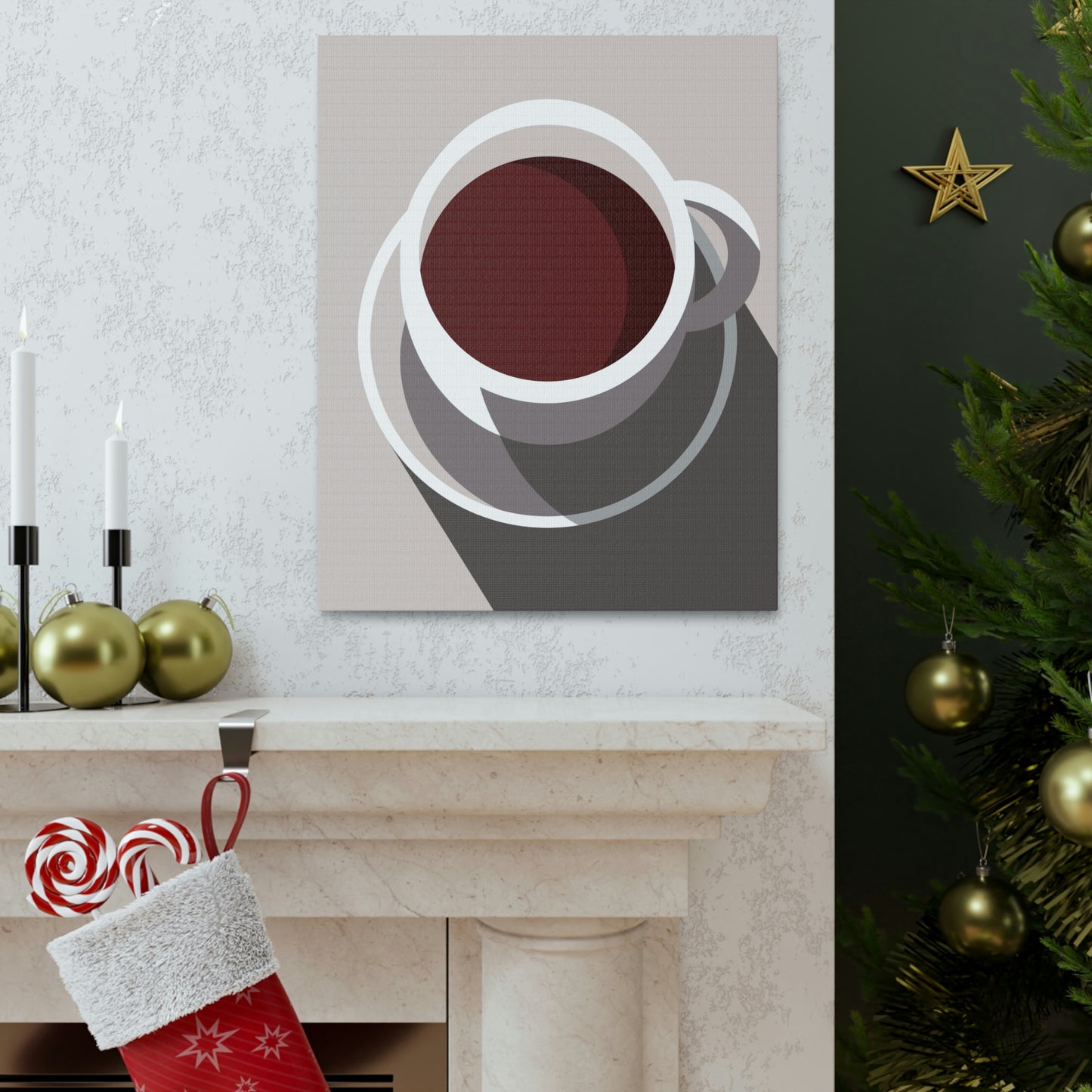 Cup Of Coffee Minimal Art Aesthetic Beige Aesthetic Classic Art Canvas Gallery Wraps