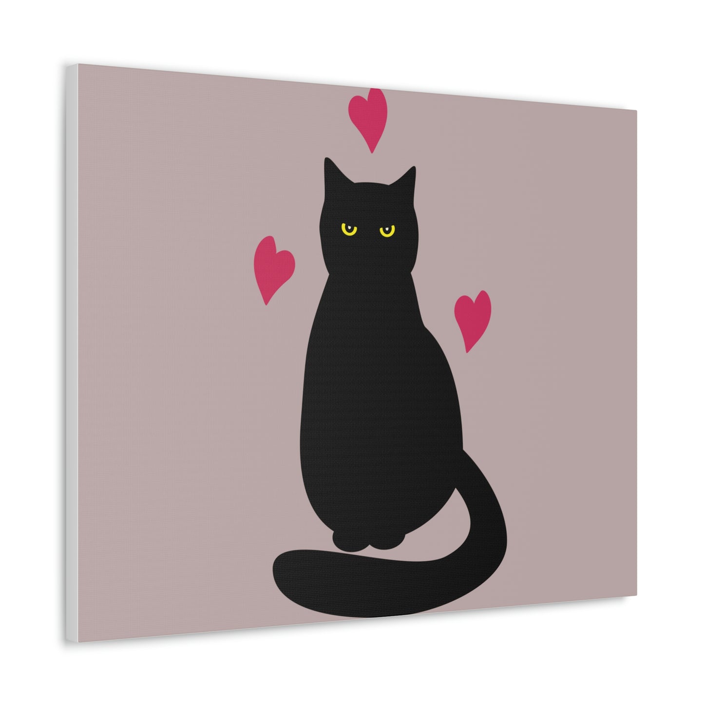 Black Cat with Heart Love Aesthetic Classic Art Canvas Gallery Wraps