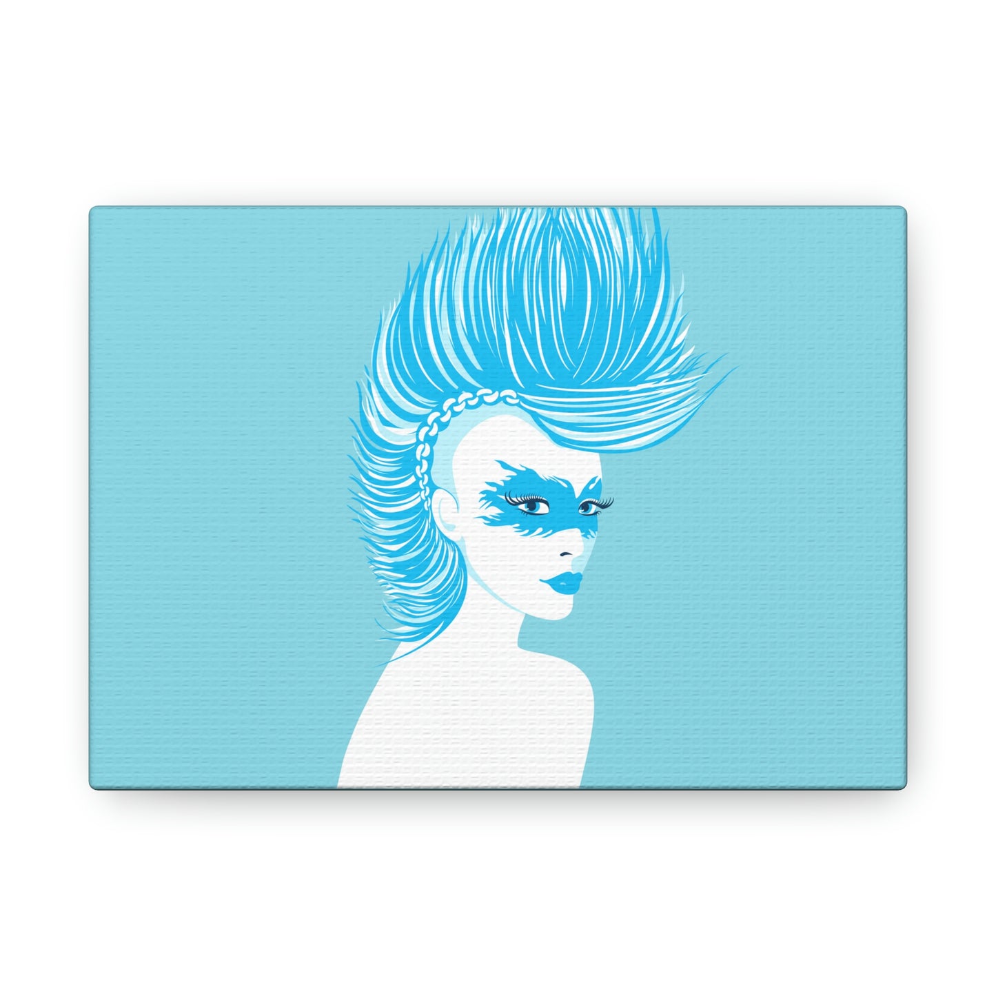 Blue Punk Woman Art Unique Edgy Graphic Aesthetic Classic Art Canvas Gallery Wraps