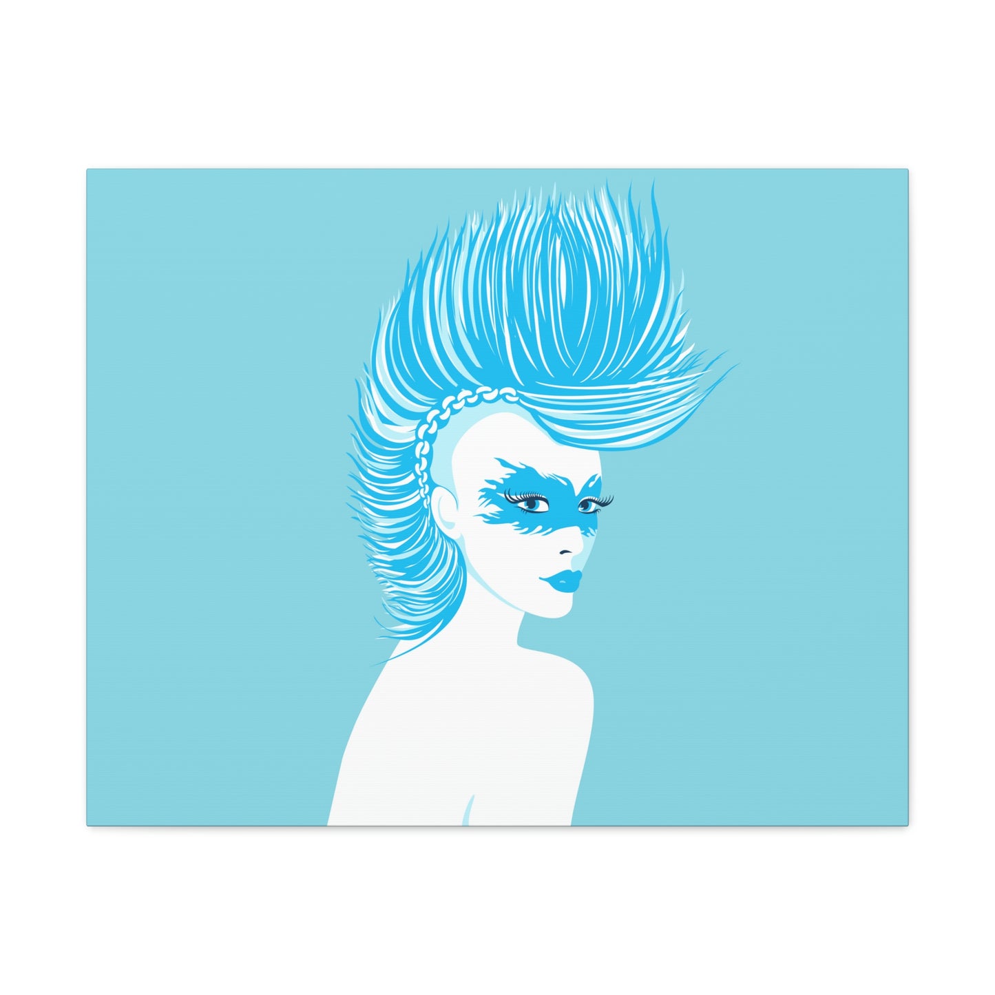 Blue Punk Woman Art Unique Edgy Graphic Aesthetic Classic Art Canvas Gallery Wraps