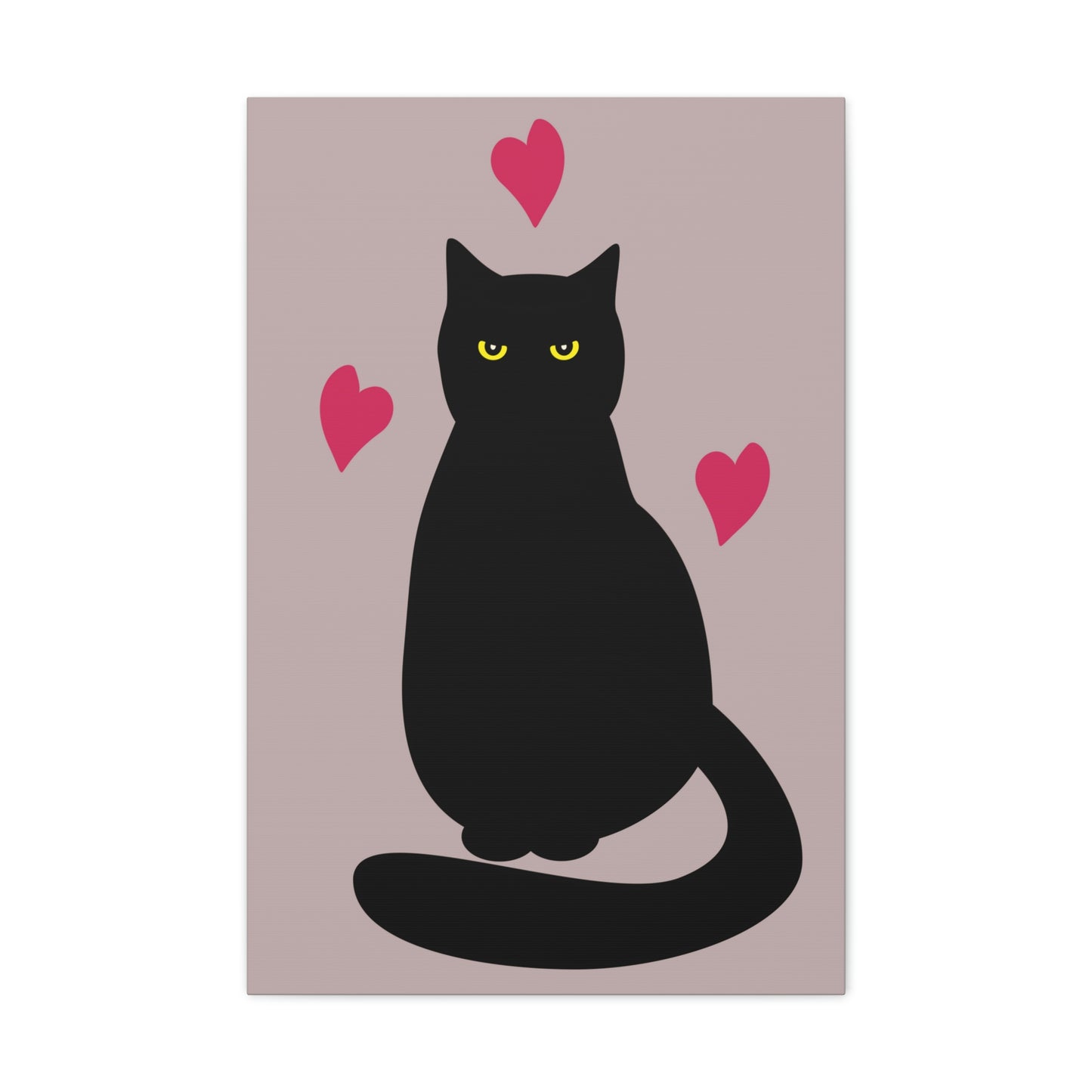 Black Cat with Heart Love Aesthetic Classic Art Canvas Gallery Wraps