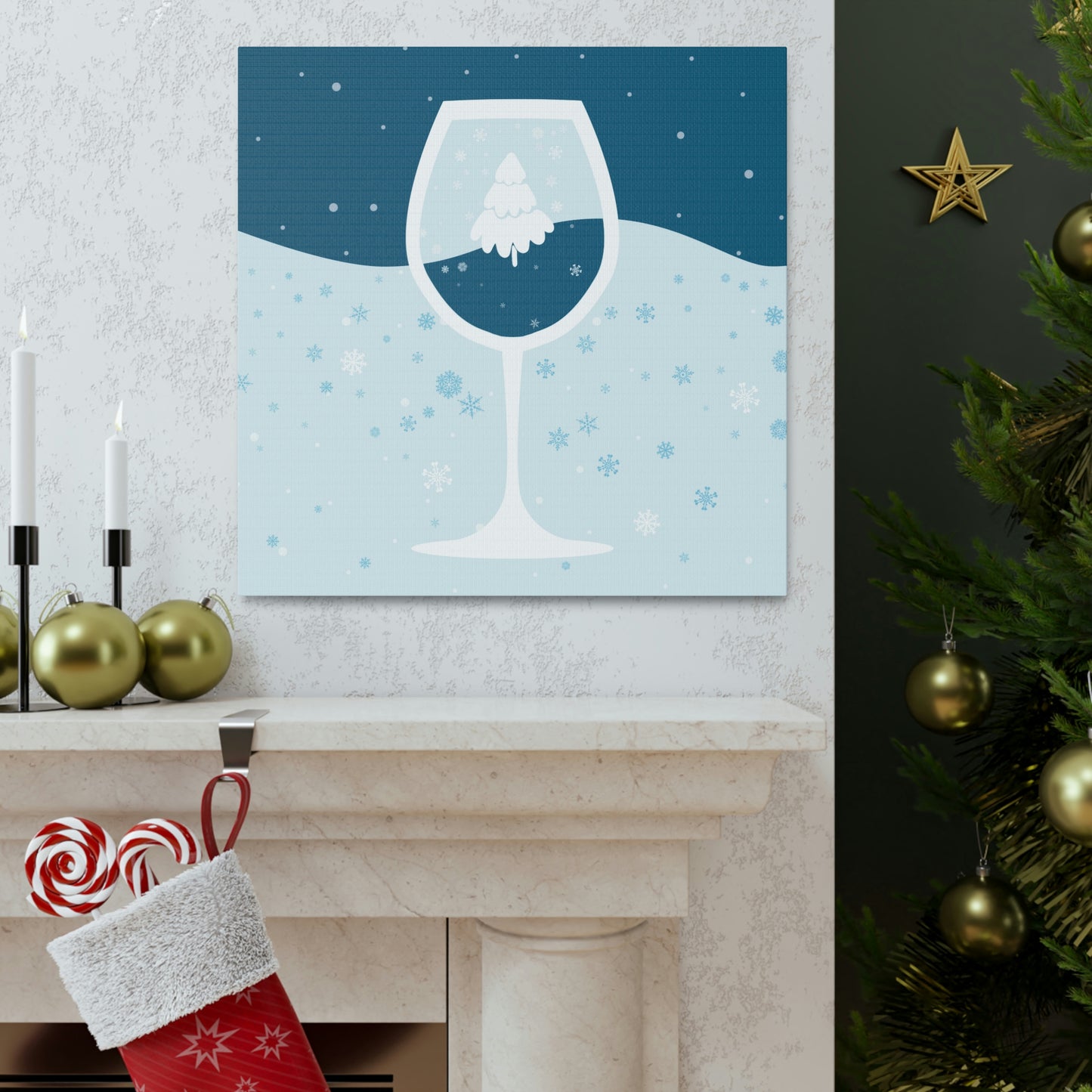 Ice Wine Winter Holidays Aesthetic Classic Art Canvas Gallery Wraps